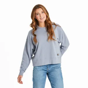 Women's Solid French Terry Boxy Crew Life is Good