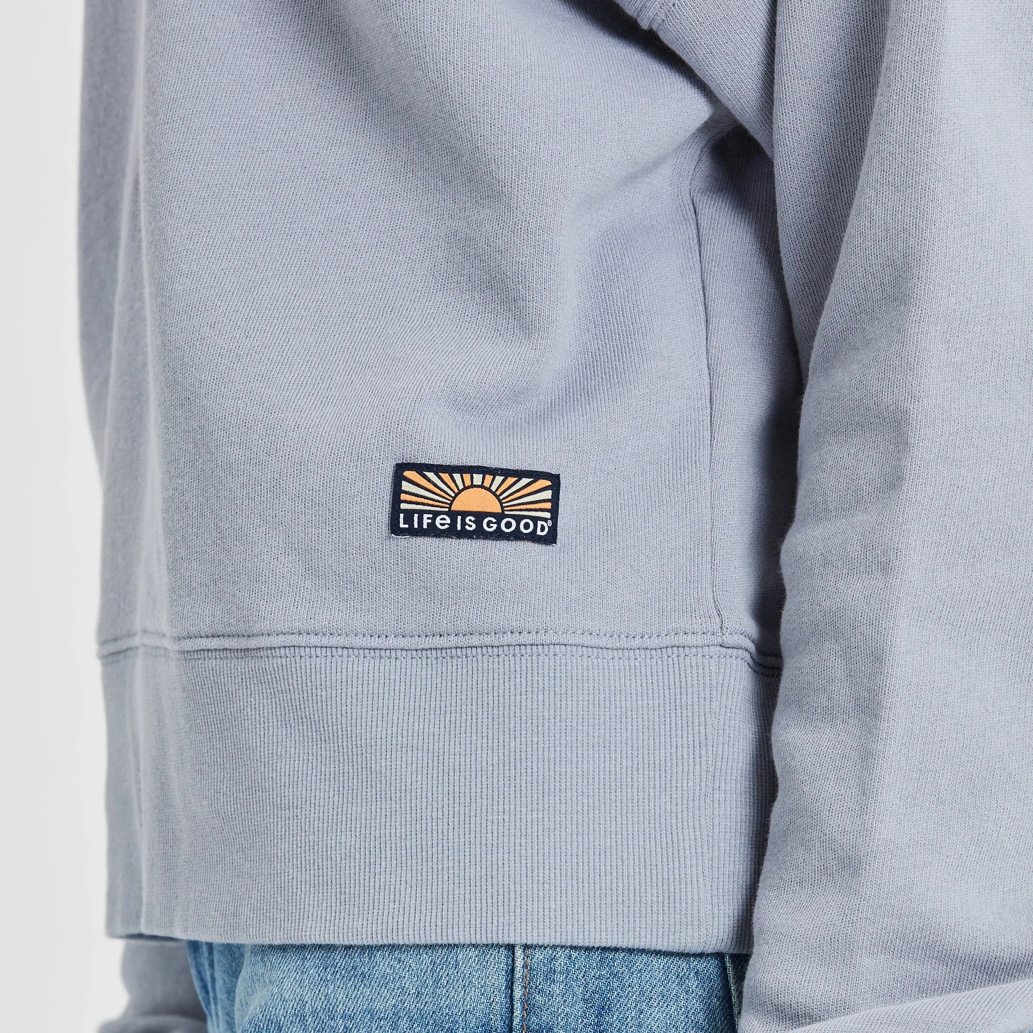 Women's Solid French Terry Boxy Crew Life is Good