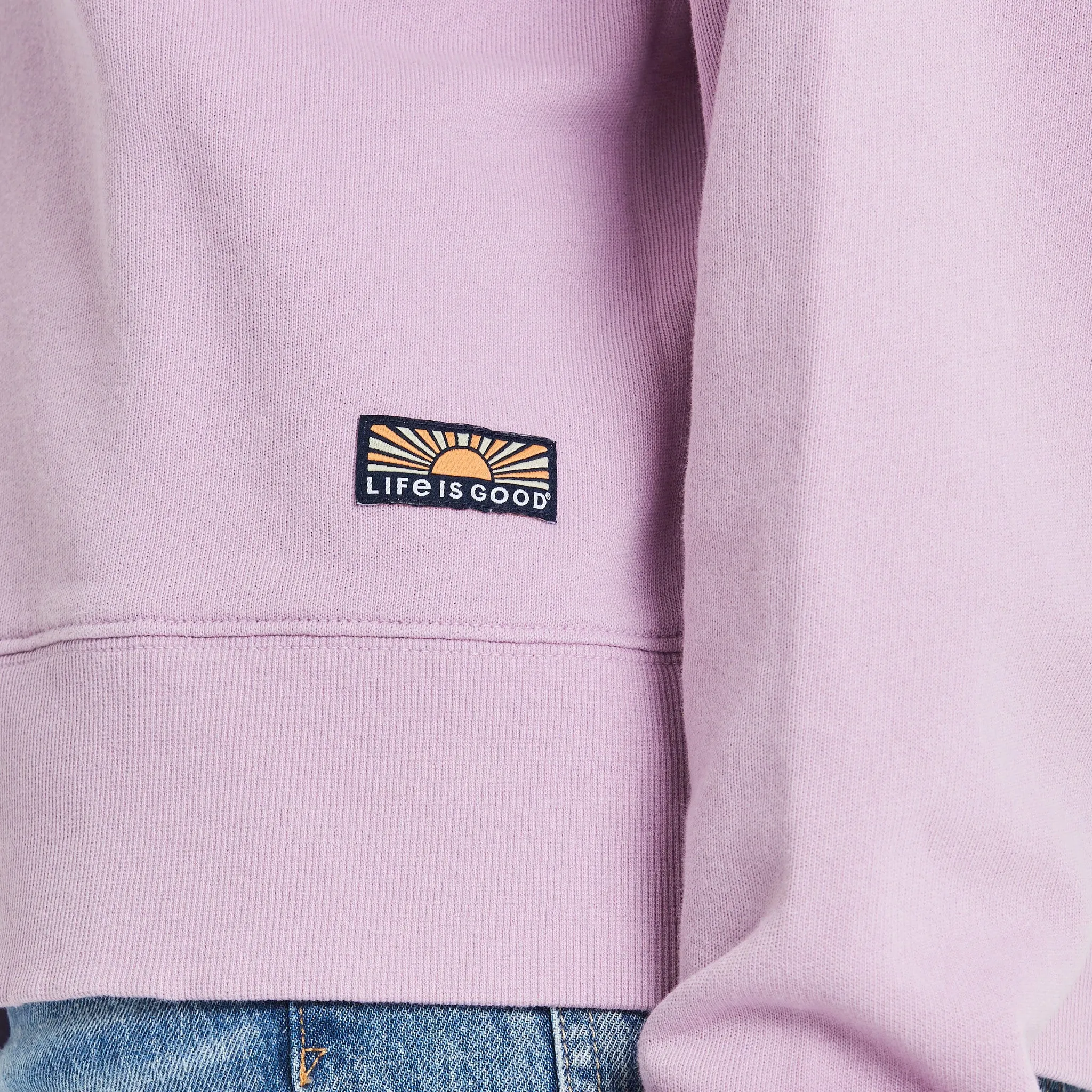 Women's Solid French Terry Boxy Crew Life is Good
