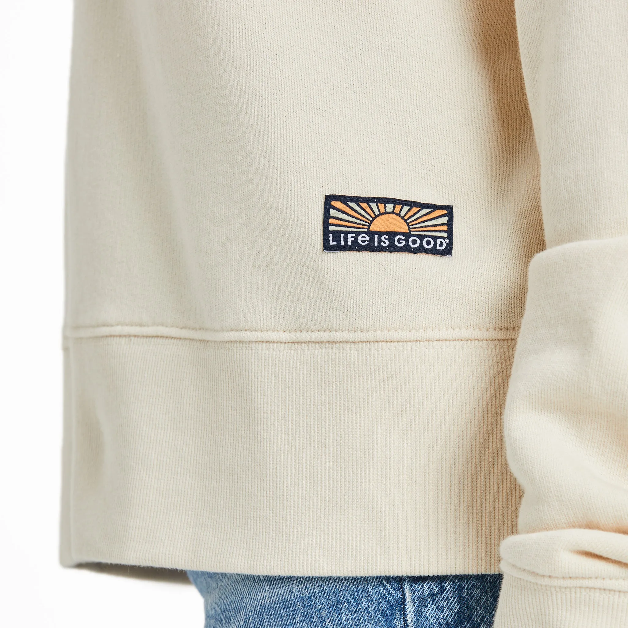 Women's Solid French Terry Boxy Pullover Hoodie Life is Good