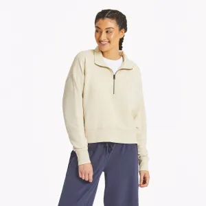 Women's Solid French Terry Boxy Quarter Zip Life is Good