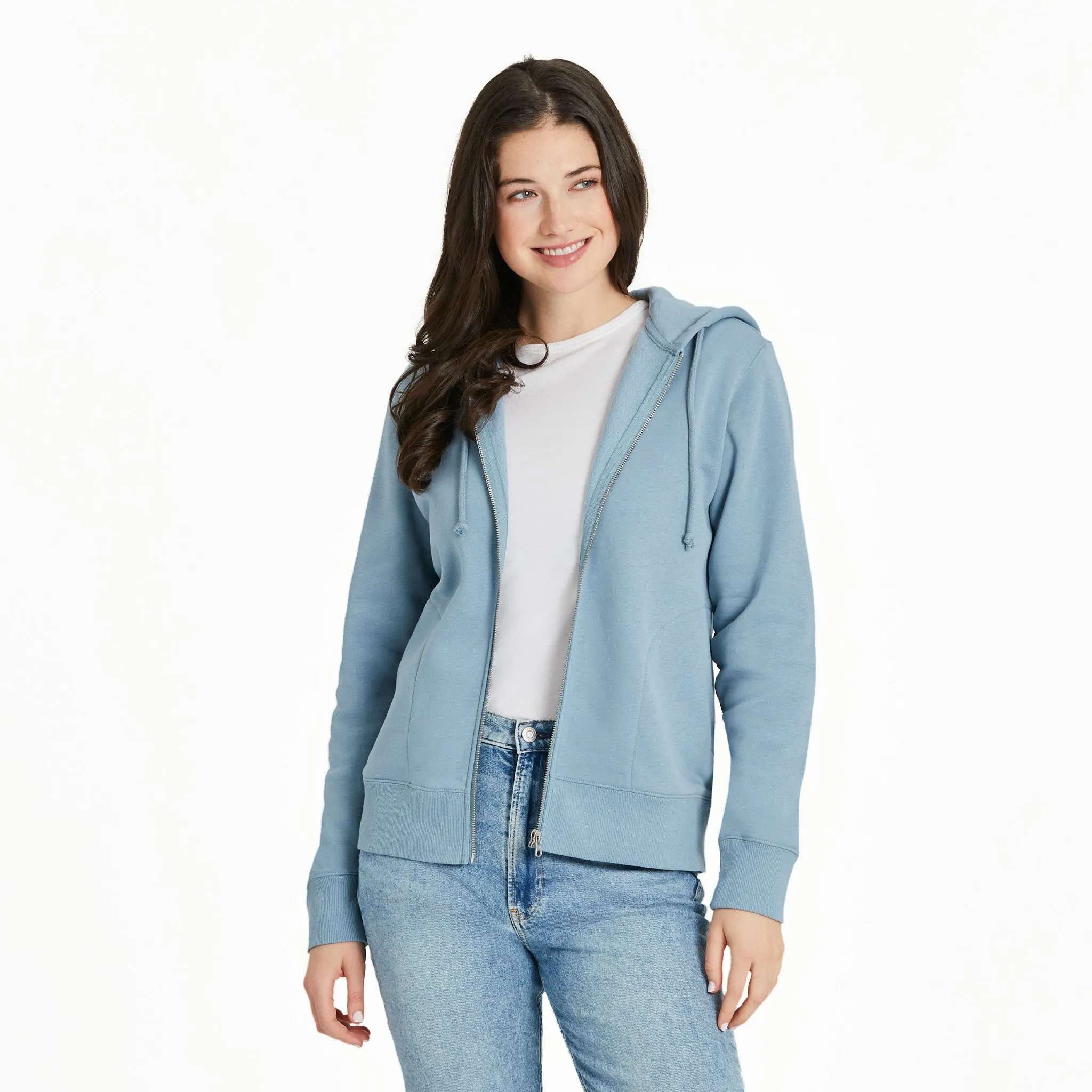 Women's Solid Good Vibes Fleece Zip Hoodie Life is Good