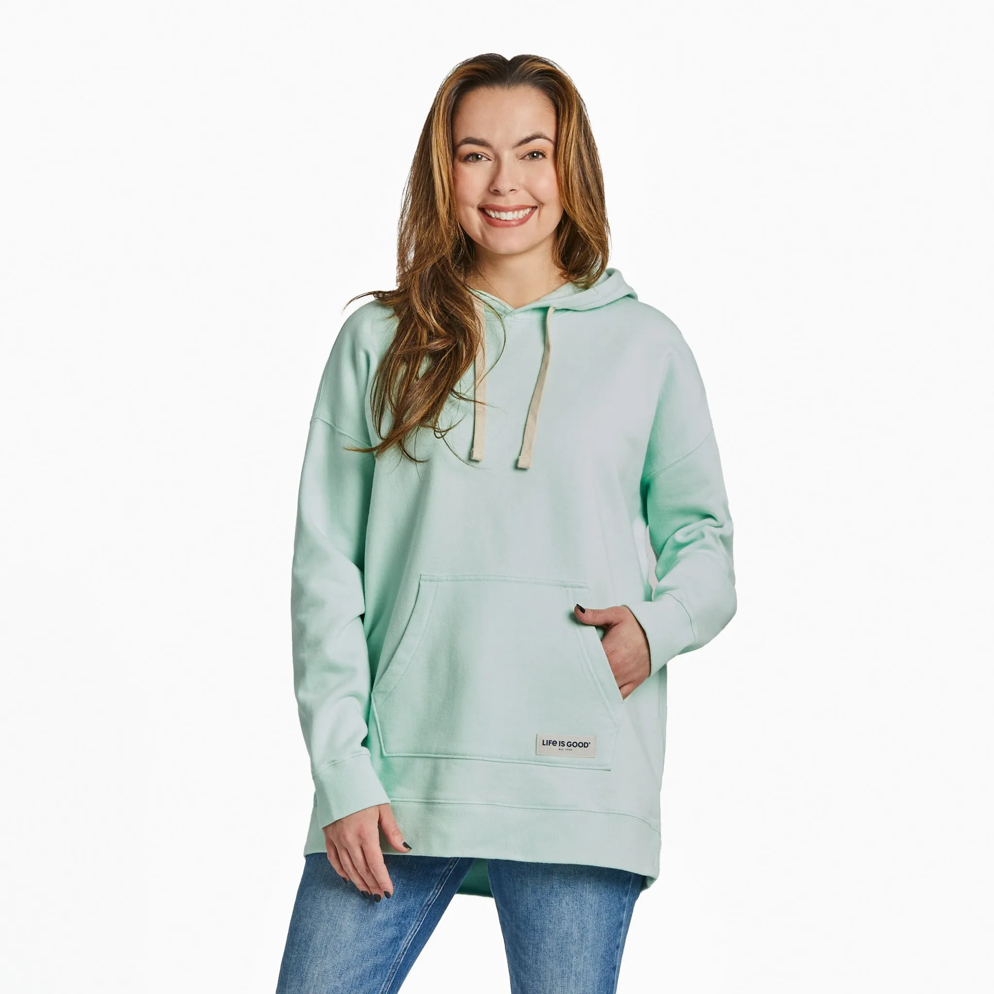 Women's Solid Oversized Simply True Fleece Hoodie Life is Good