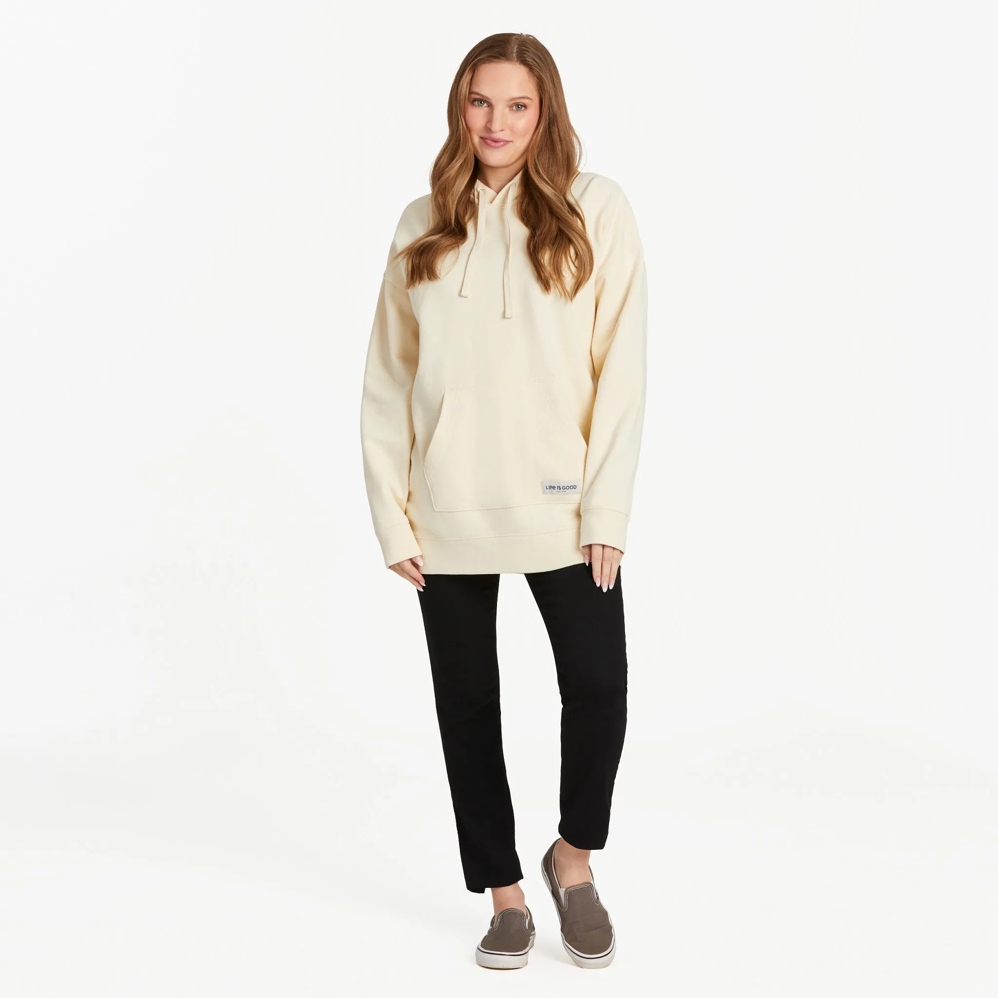 Women's Solid Oversized Simply True Fleece Hoodie Life is Good