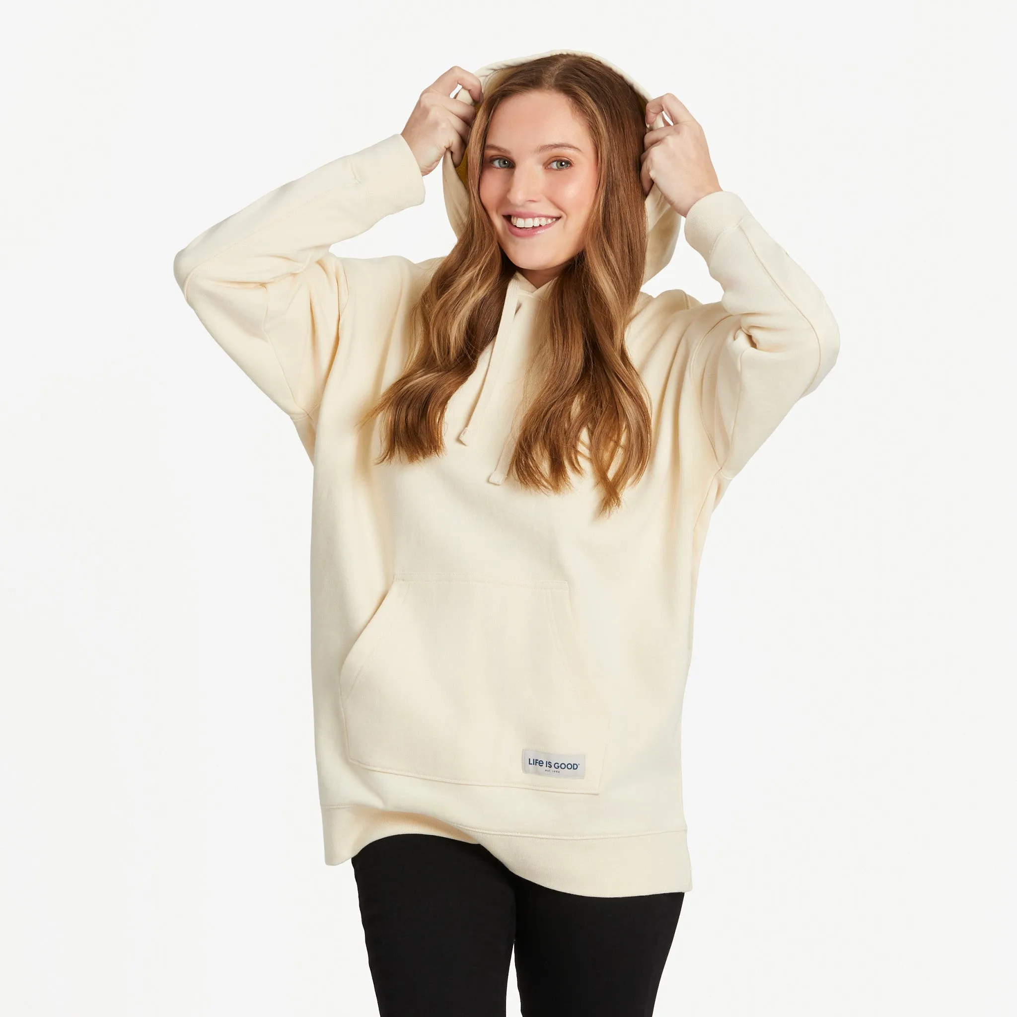 Women's Solid Oversized Simply True Fleece Hoodie Life is Good