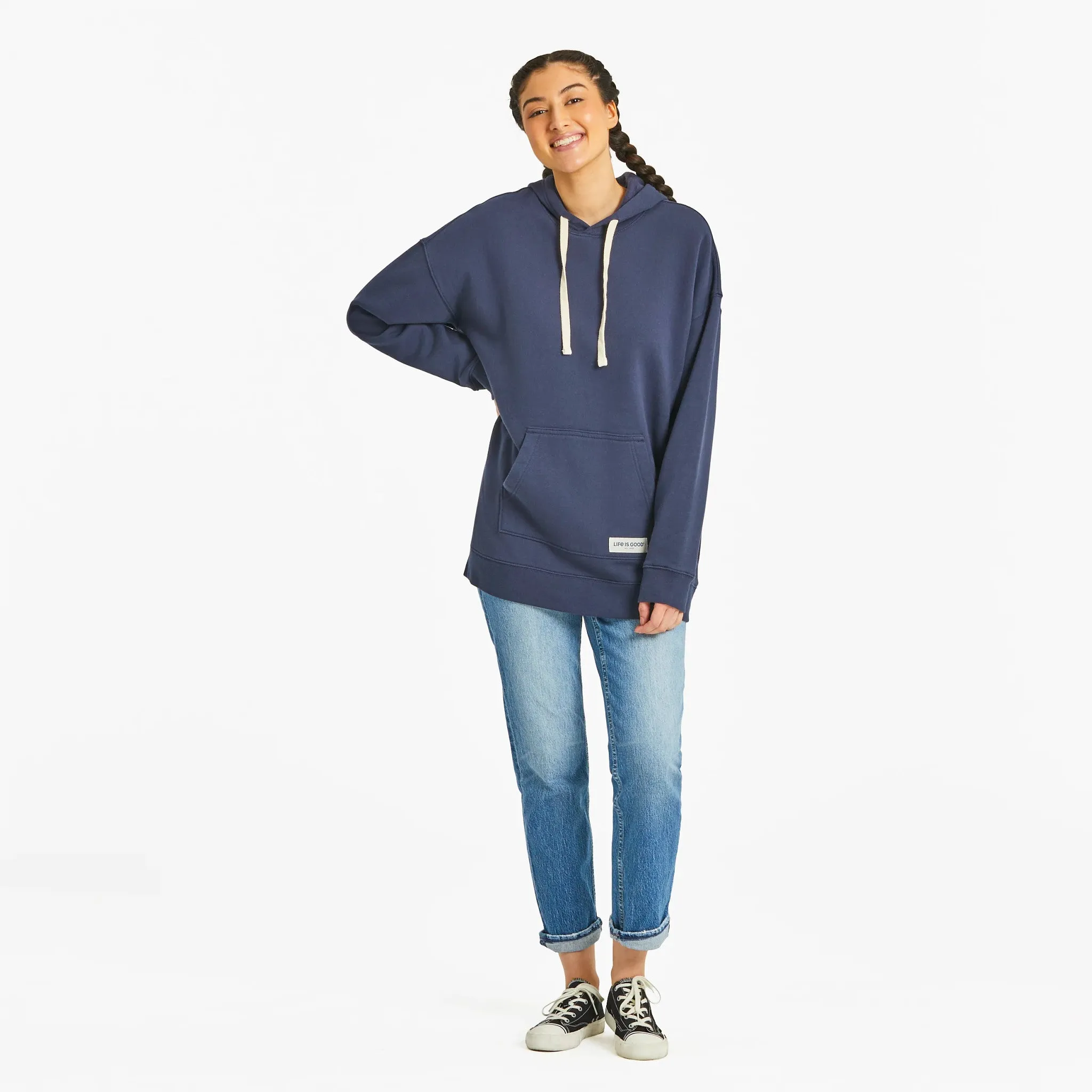 Women's Solid Oversized Simply True Fleece Hoodie Life is Good