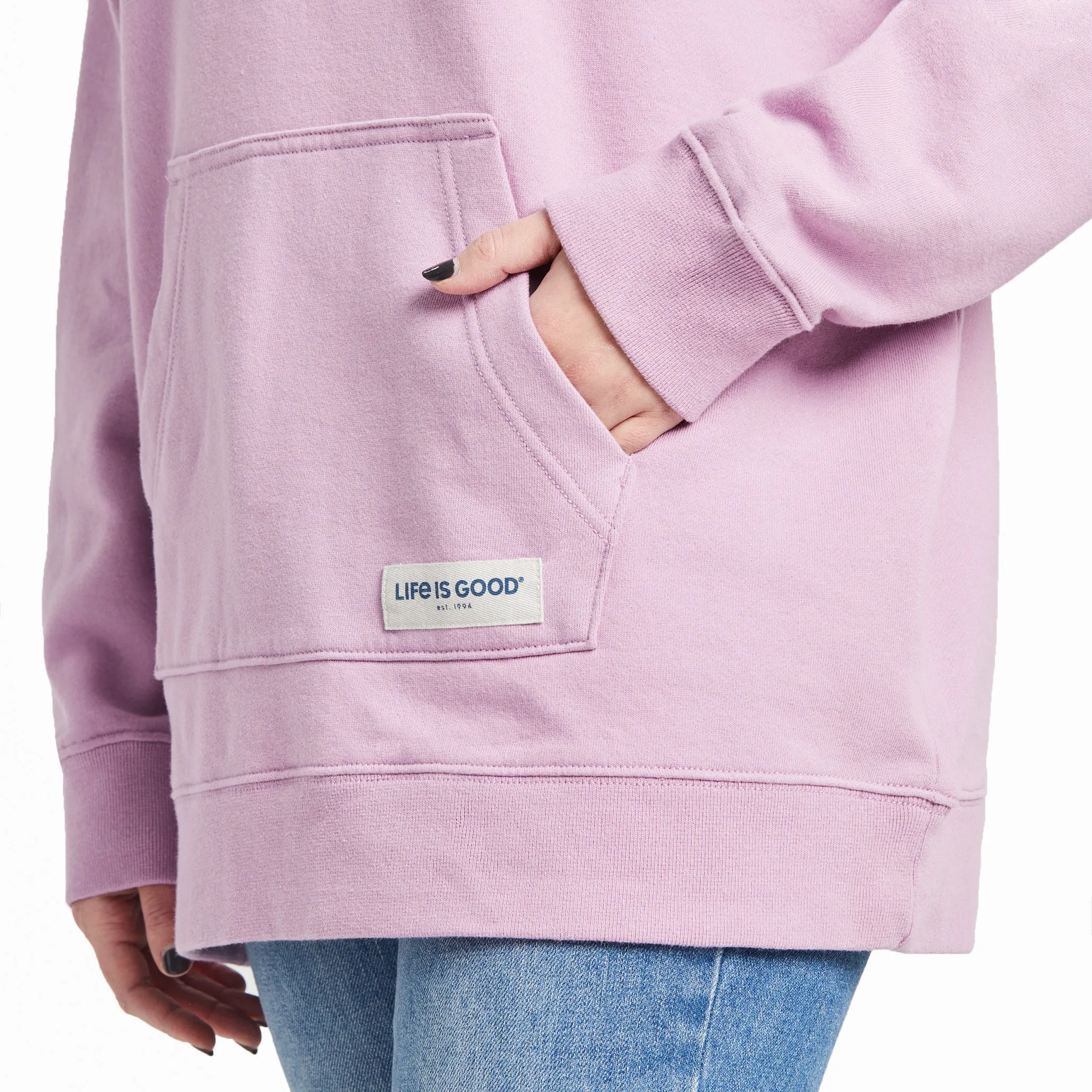 Women's Solid Oversized Simply True Fleece Hoodie Life is Good