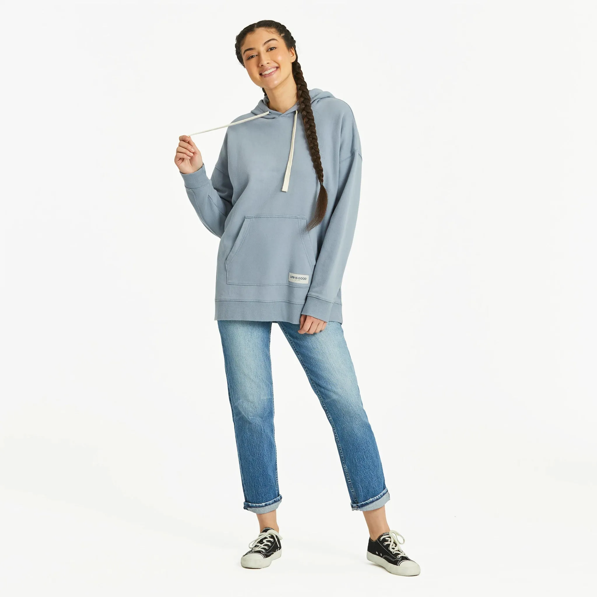 Women's Solid Oversized Simply True Fleece Hoodie Life is Good