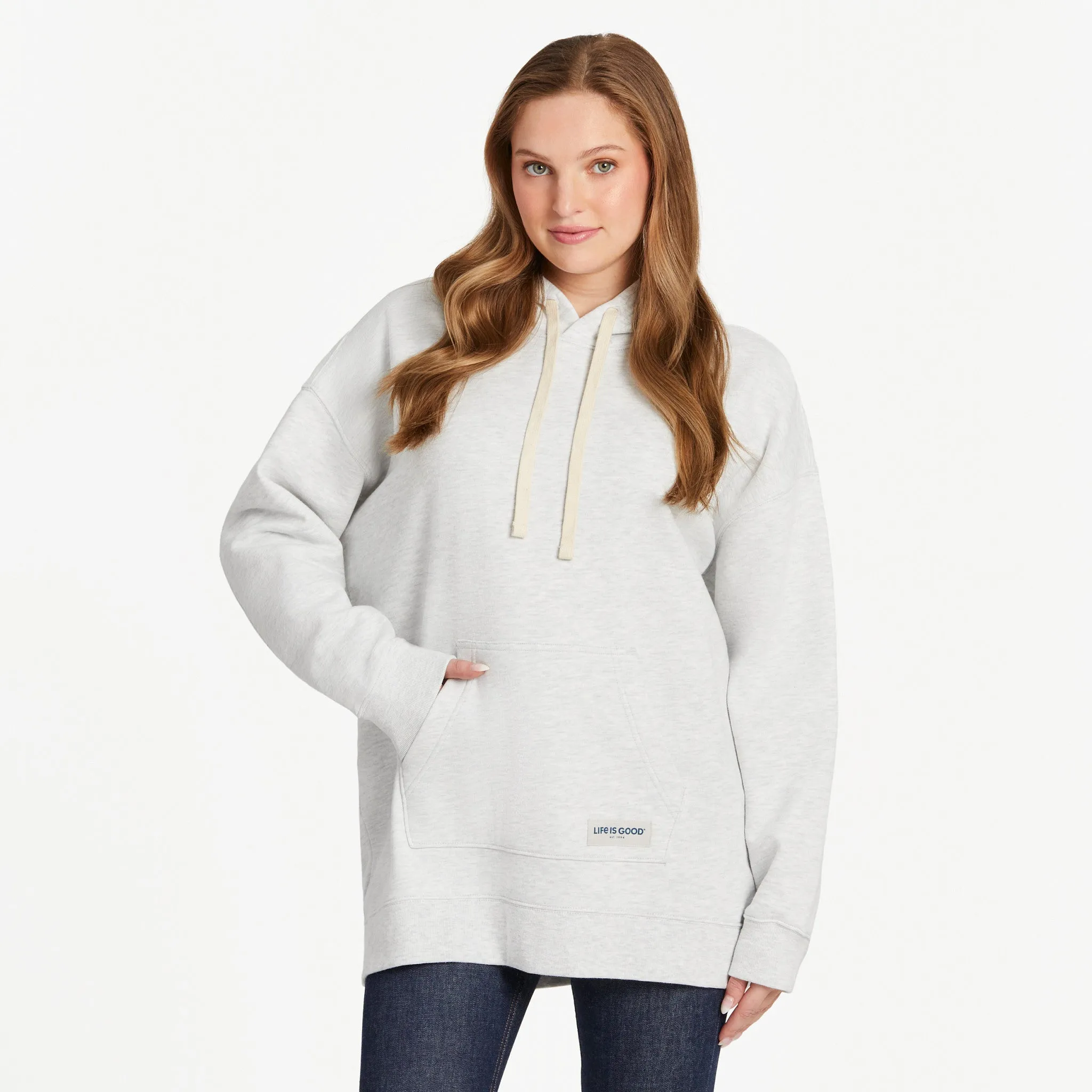 Women's Solid Oversized Simply True Fleece Hoodie Life is Good