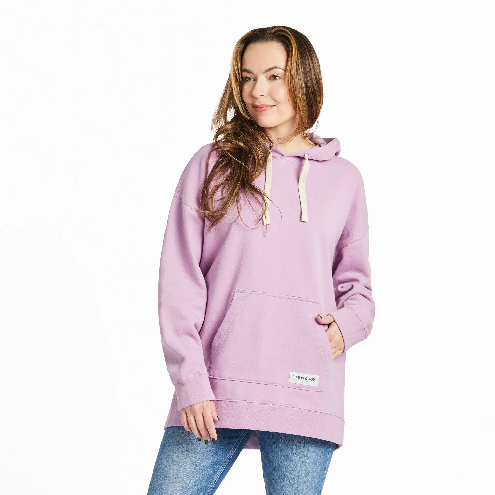 Women's Solid Oversized Simply True Fleece Hoodie Life is Good