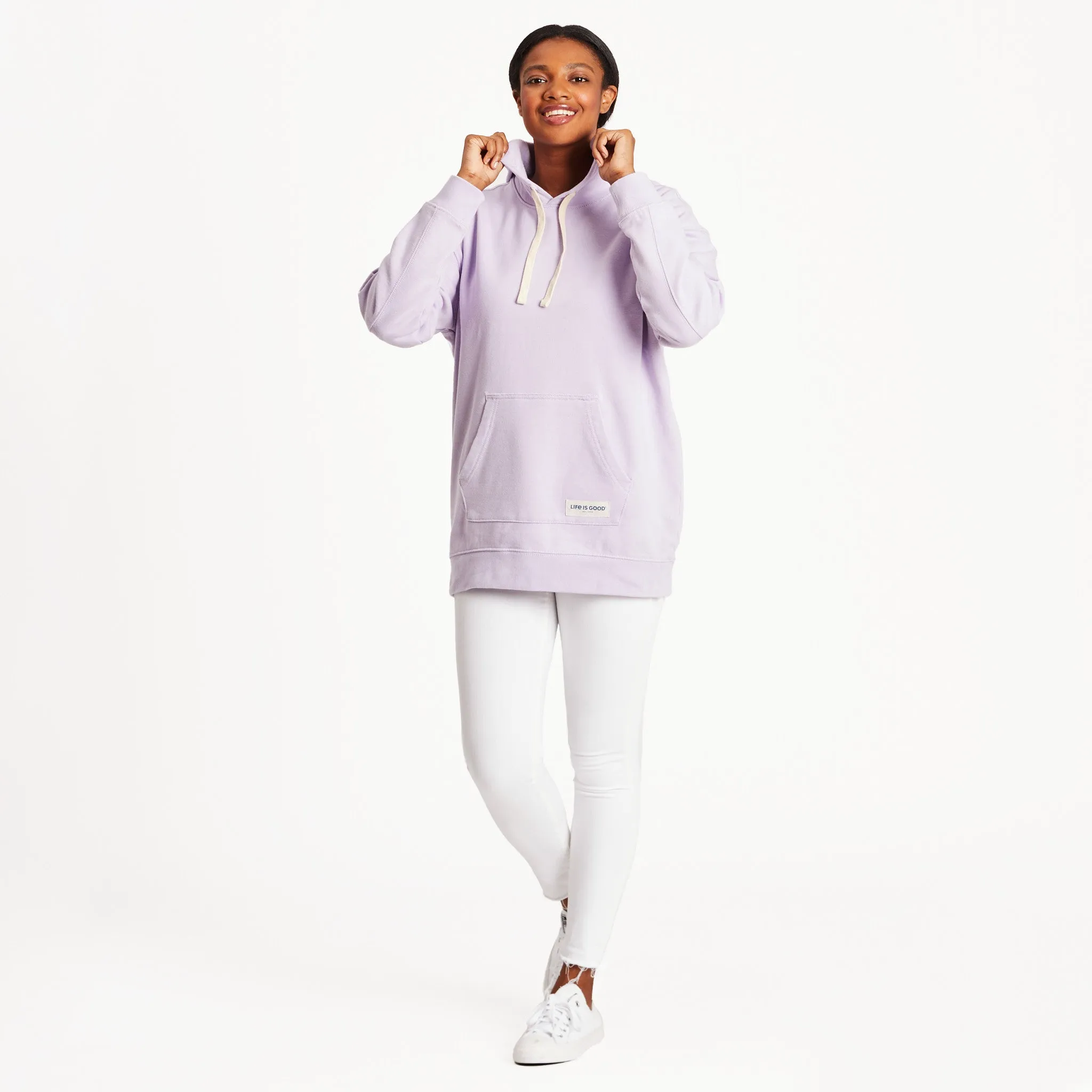 Women's Solid Oversized Simply True Fleece Hoodie Life is Good