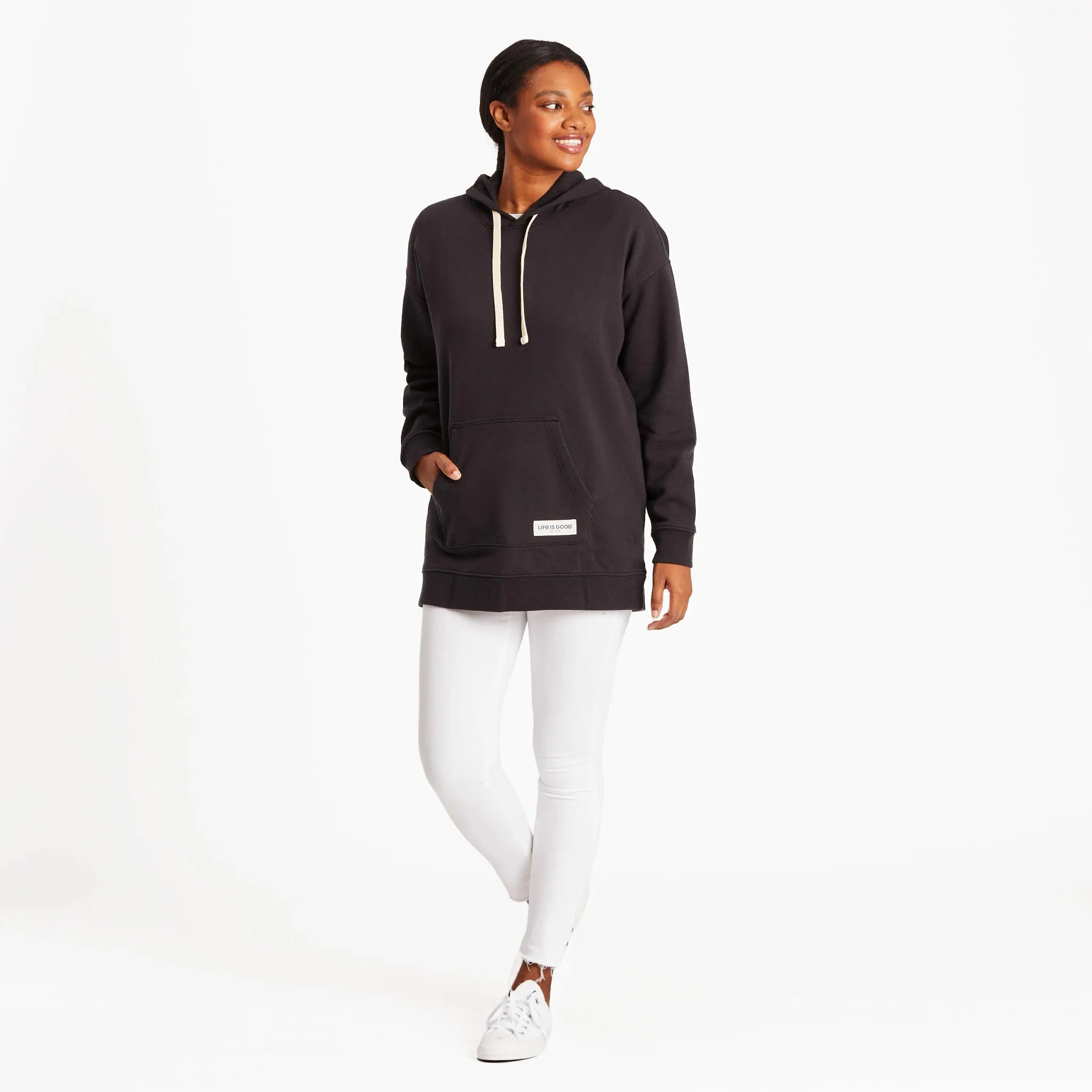Women's Solid Oversized Simply True Fleece Hoodie Life is Good