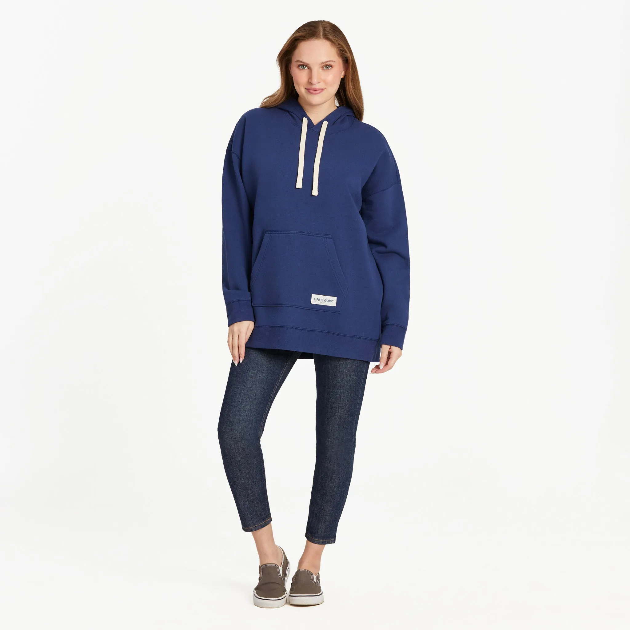 Women's Solid Oversized Simply True Fleece Hoodie Life is Good