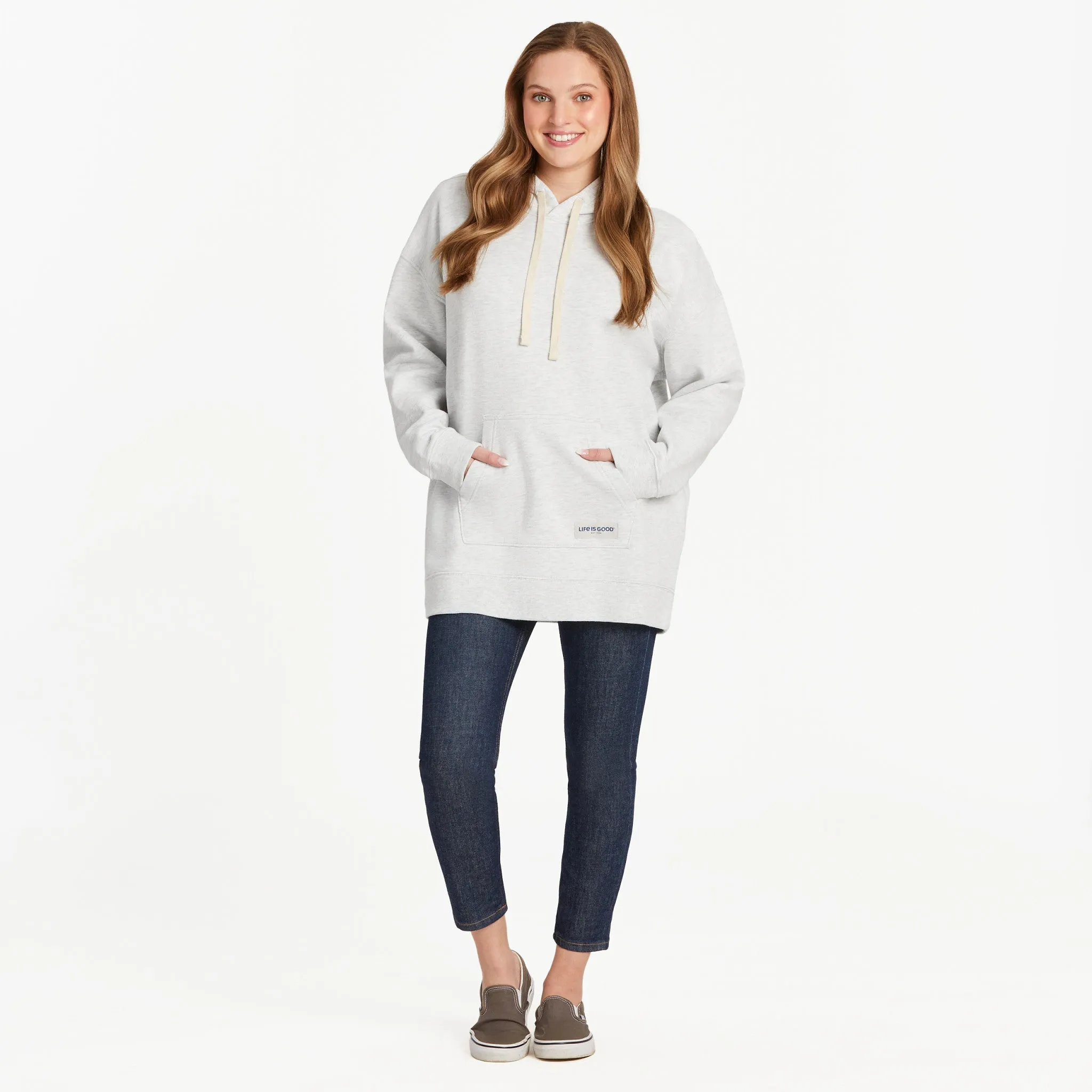 Women's Solid Oversized Simply True Fleece Hoodie Life is Good