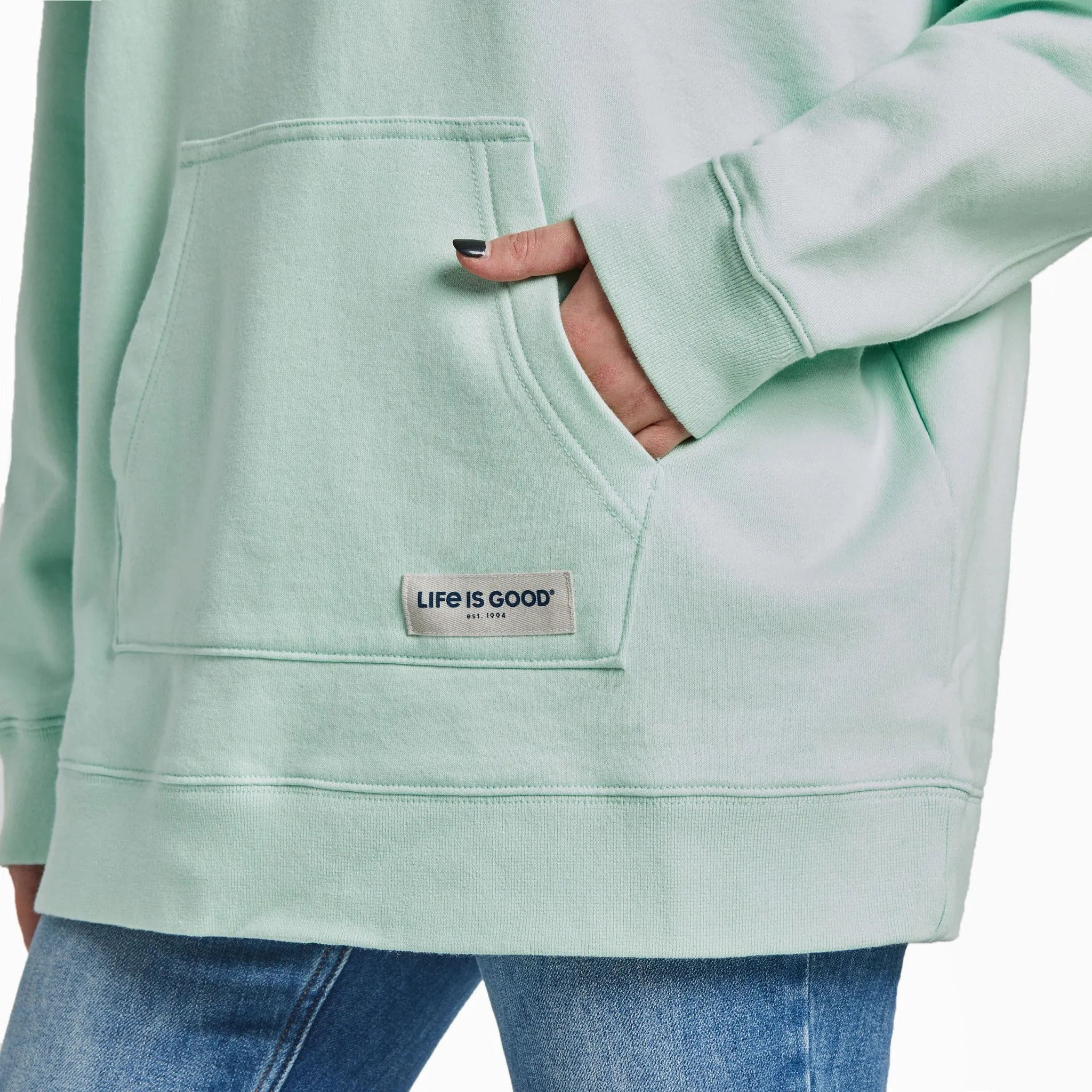 Women's Solid Oversized Simply True Fleece Hoodie Life is Good