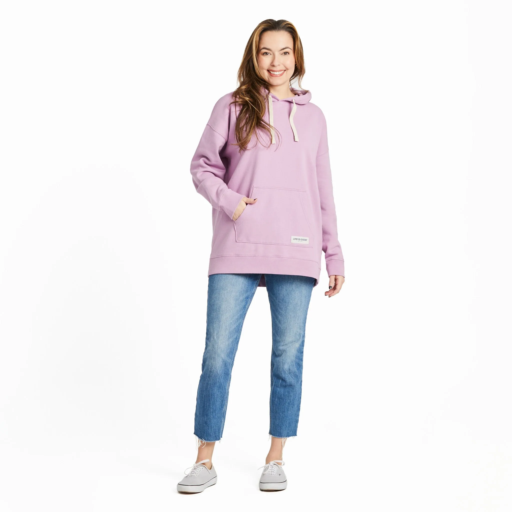 Women's Solid Oversized Simply True Fleece Hoodie Life is Good