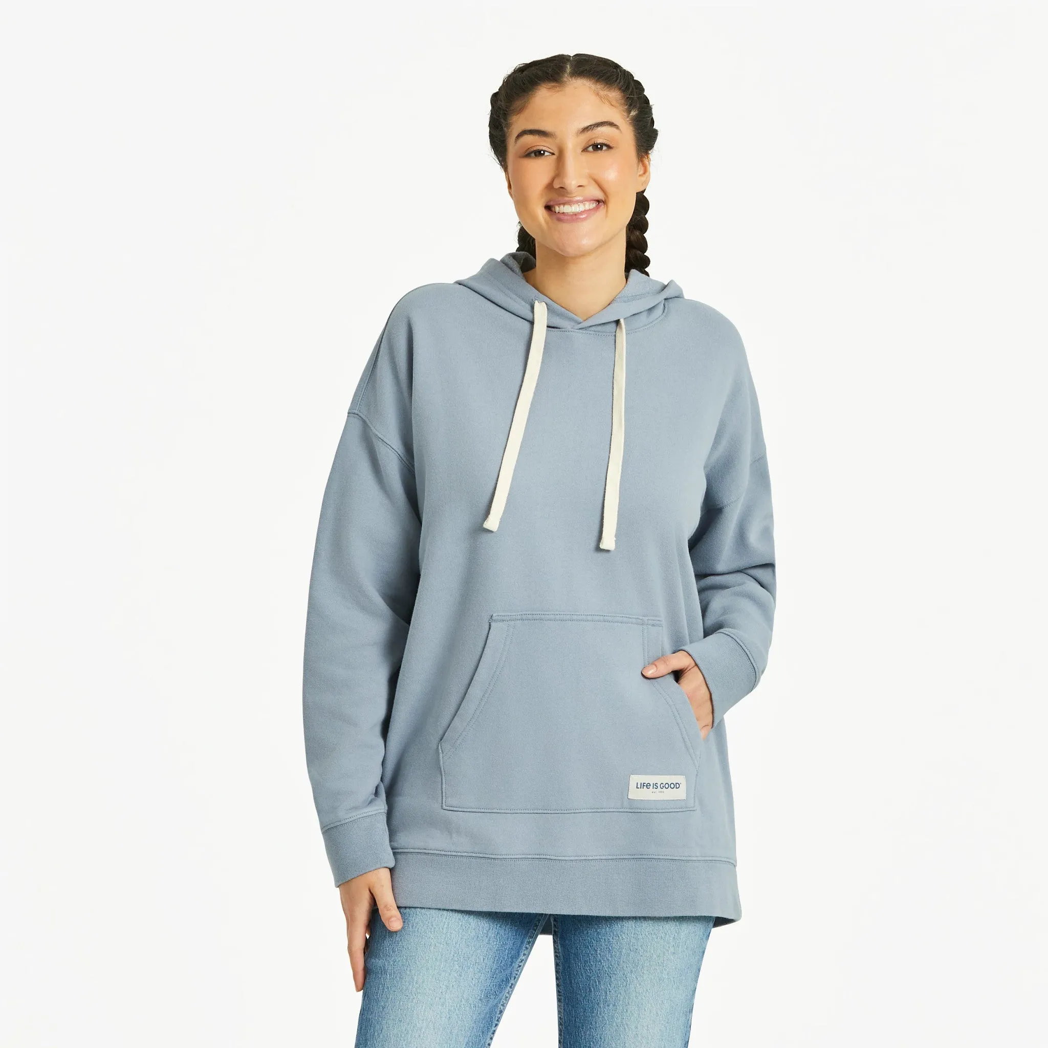 Women's Solid Oversized Simply True Fleece Hoodie Life is Good