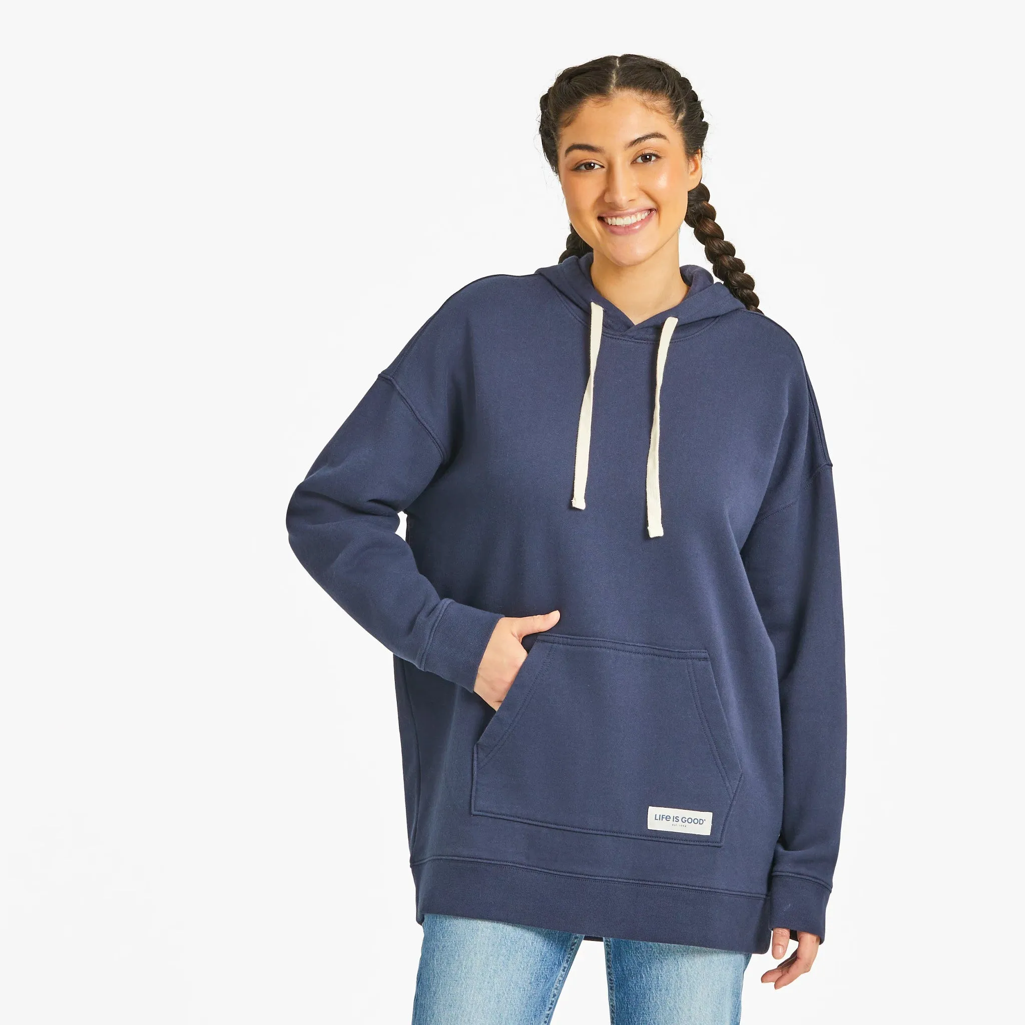 Women's Solid Oversized Simply True Fleece Hoodie Life is Good