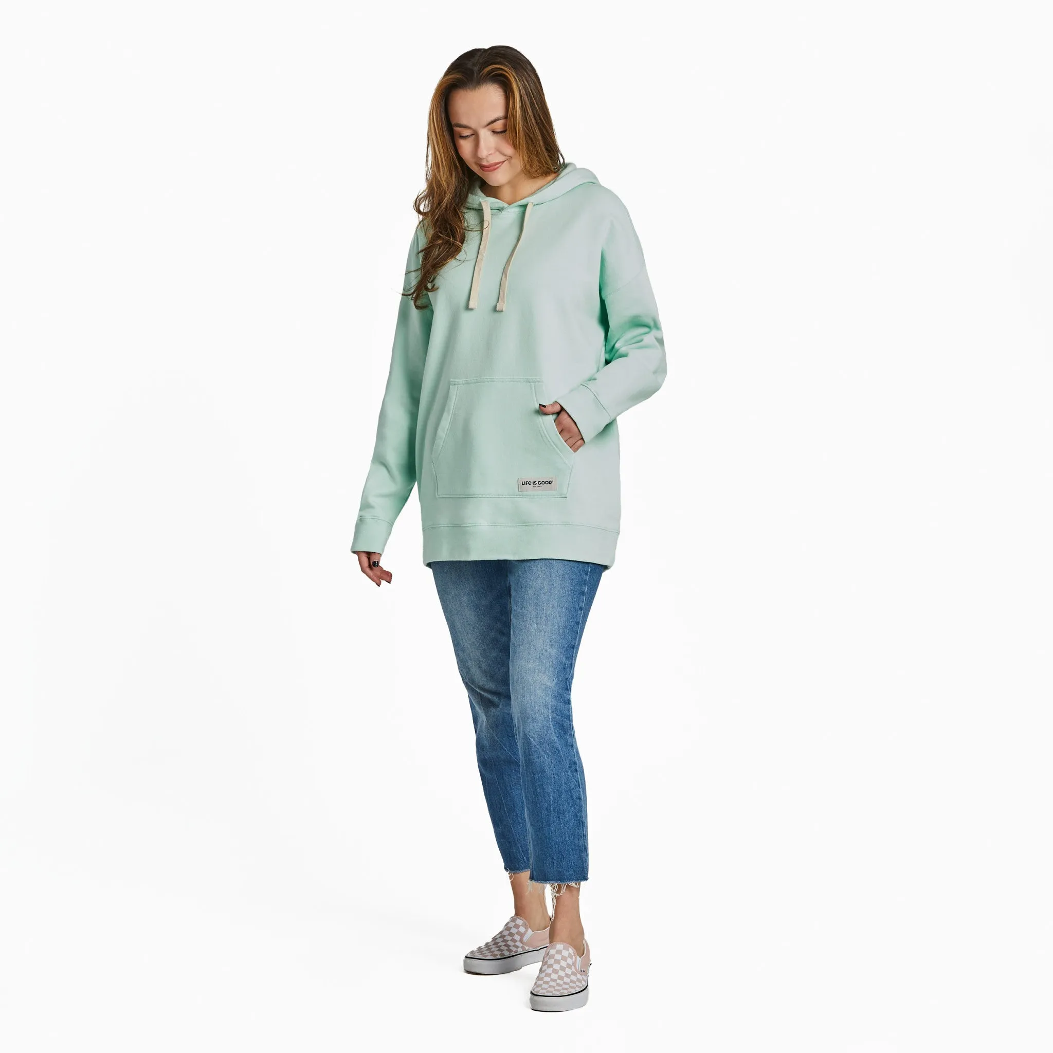 Women's Solid Oversized Simply True Fleece Hoodie Life is Good