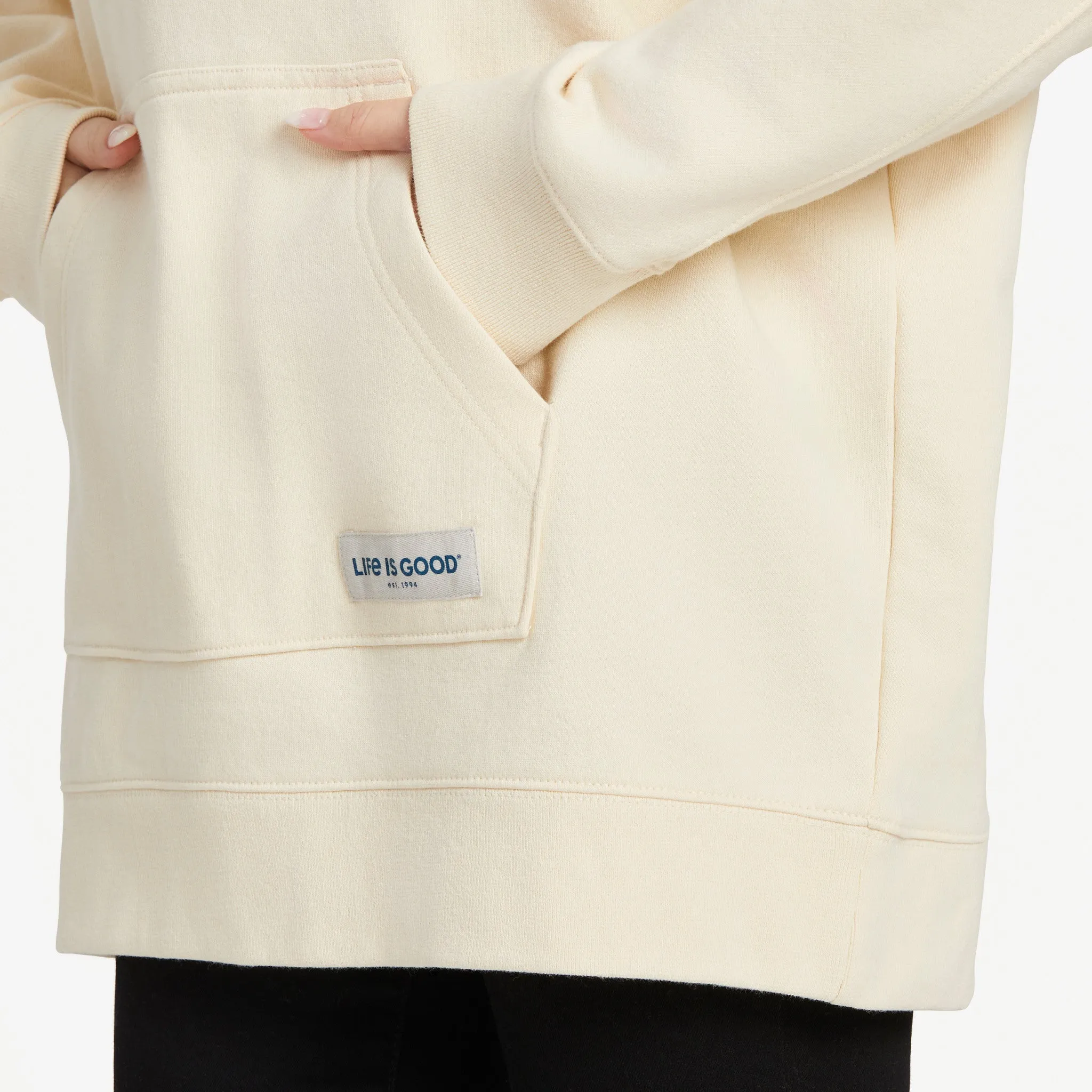 Women's Solid Oversized Simply True Fleece Hoodie Life is Good