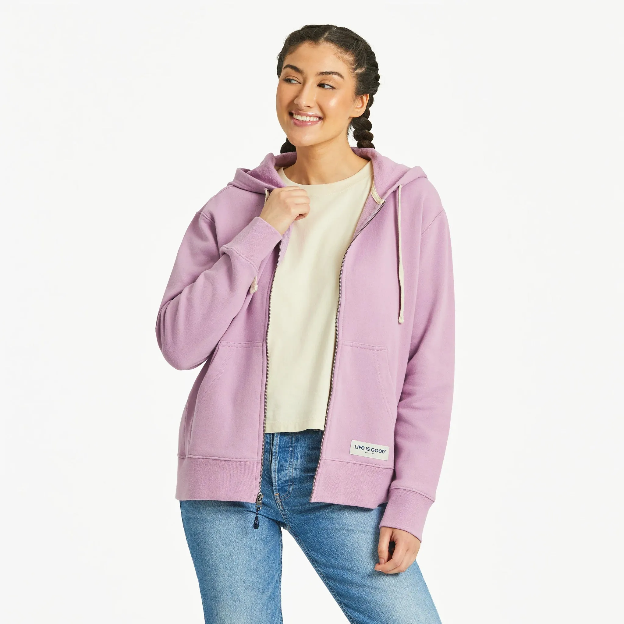 Women's Solid Simply True Fleece Zip Hoodie Life is Good