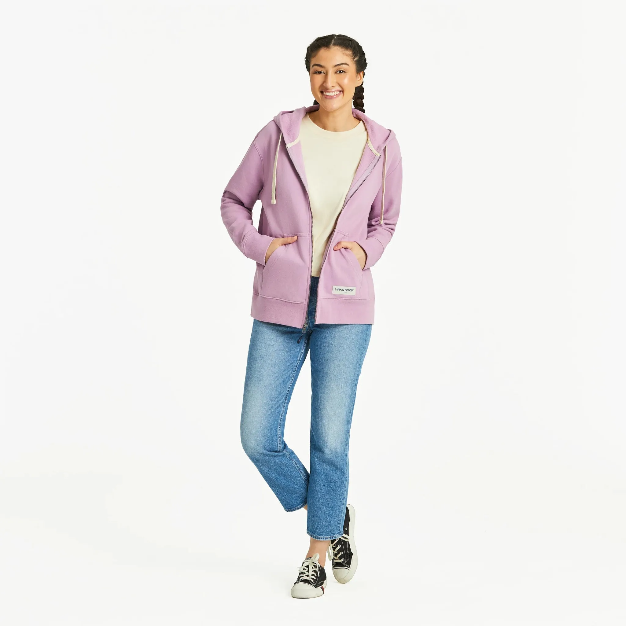 Women's Solid Simply True Fleece Zip Hoodie Life is Good