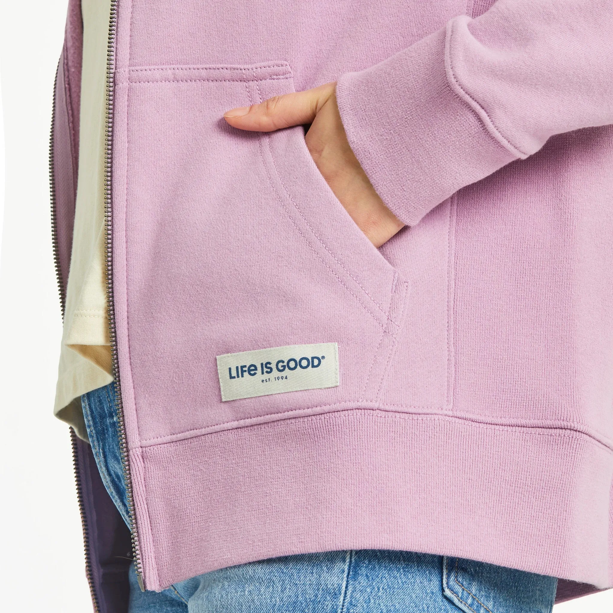 Women's Solid Simply True Fleece Zip Hoodie Life is Good