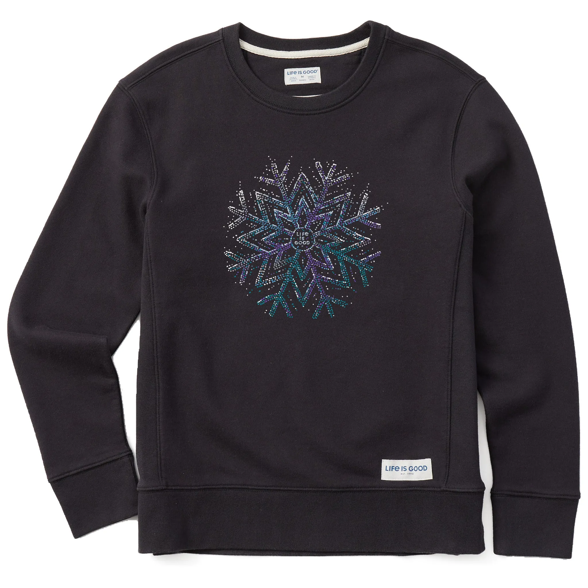 Women's Sparkle Snowflake Simply True Fleece Crew Life is Good