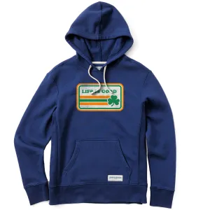 Women's Stripe Clover Simply True Fleece Hoodie Life is Good