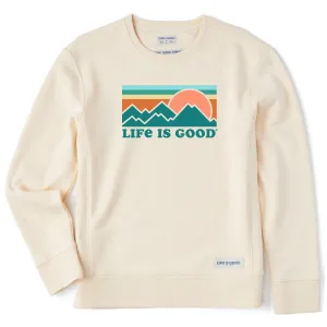 Women's Stripe Mountains & Sun Simply True Crew Life is Good