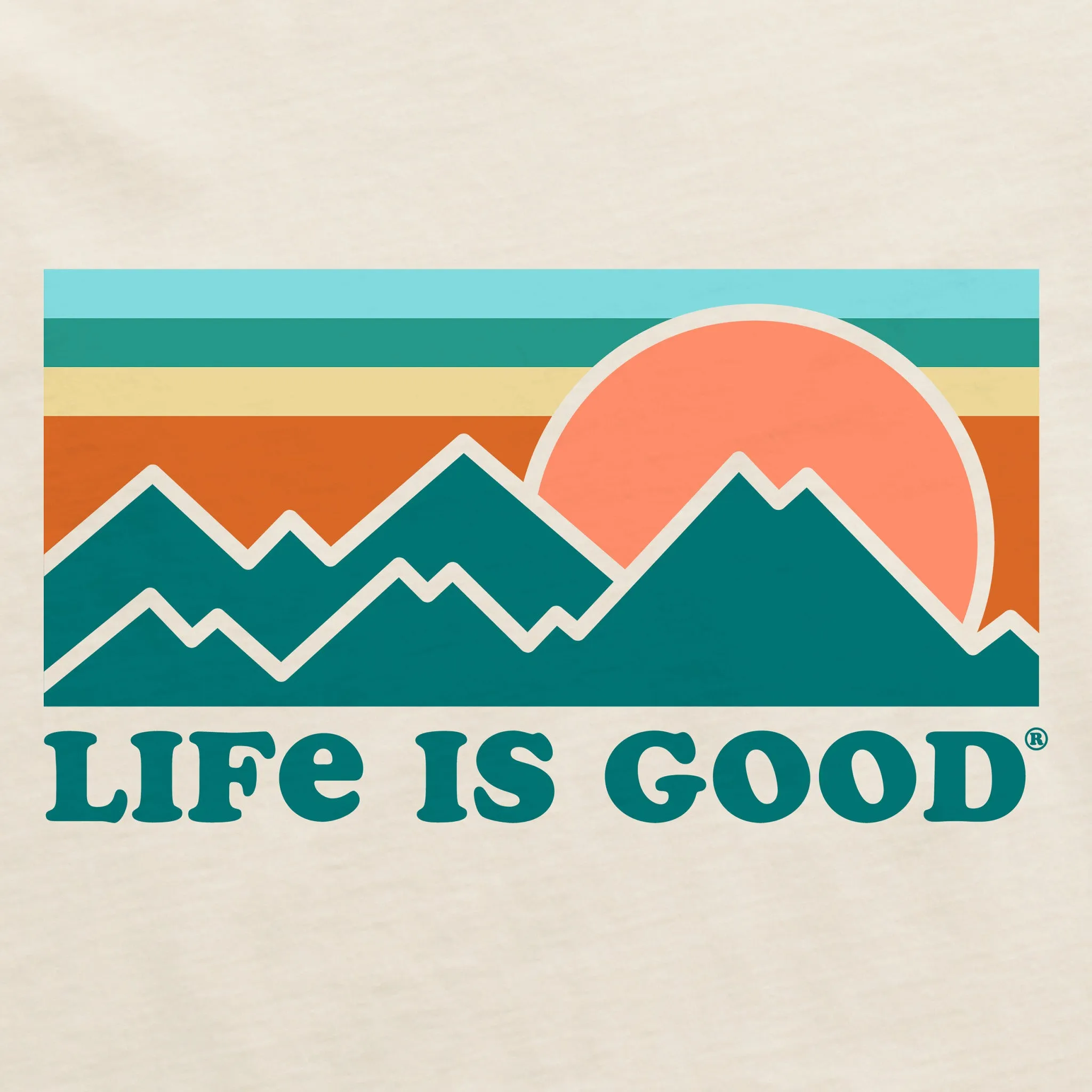 Women's Stripe Mountains & Sun Simply True Crew Life is Good