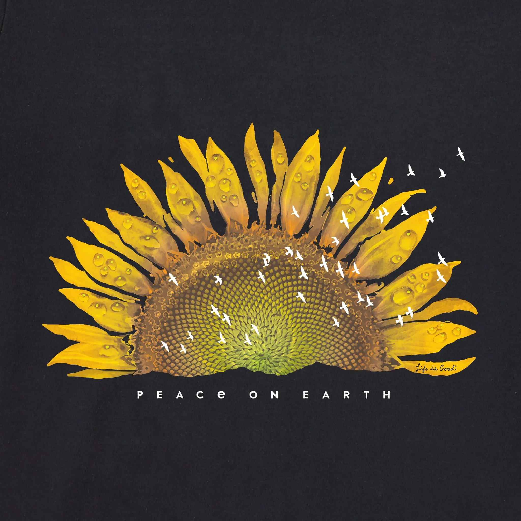 Women's Sunflower Dew Peace on Earth Simply True Fleece Hoodie Life is Good