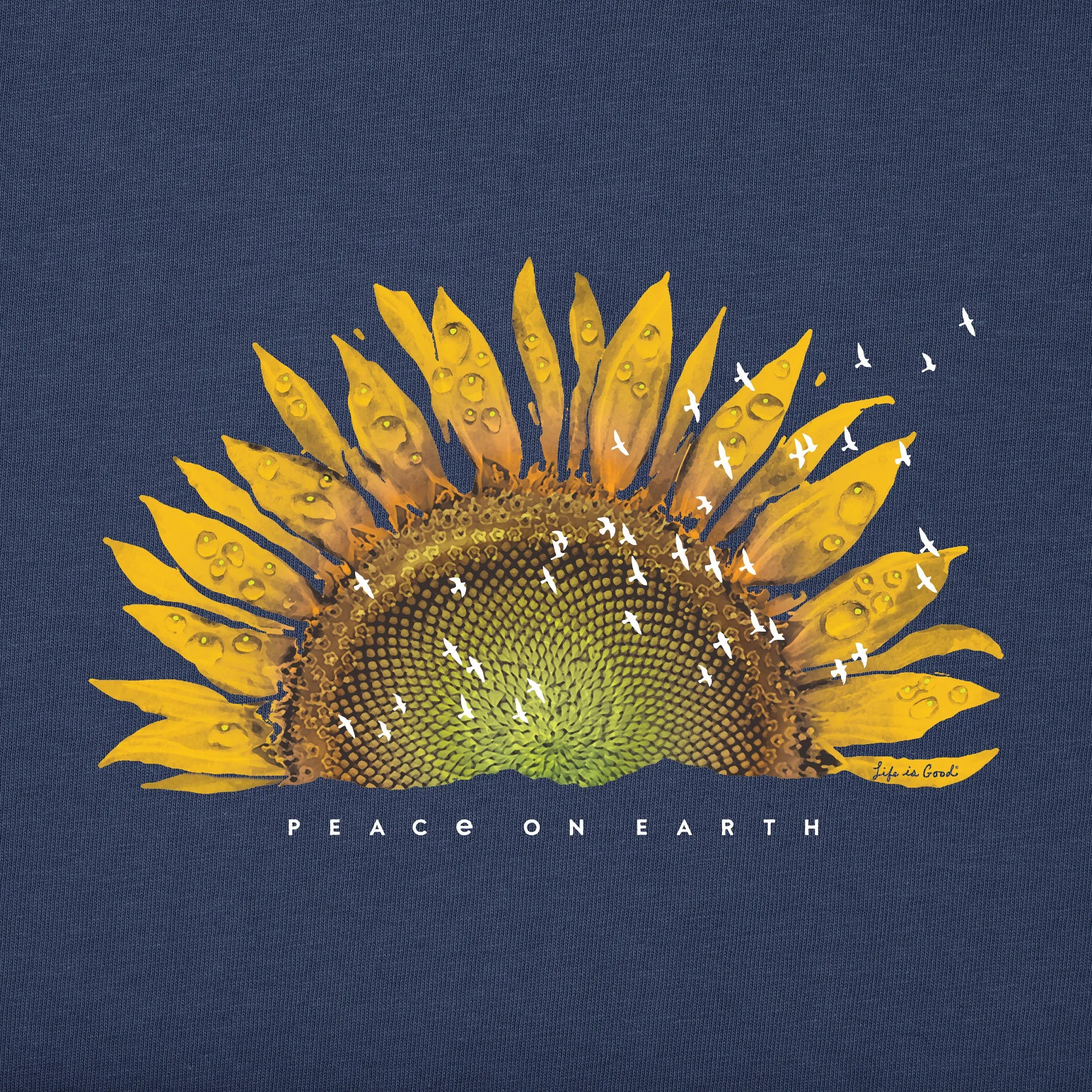 Women's Sunflower Dew Peace on Earth Simply True Fleece Hoodie Life is Good