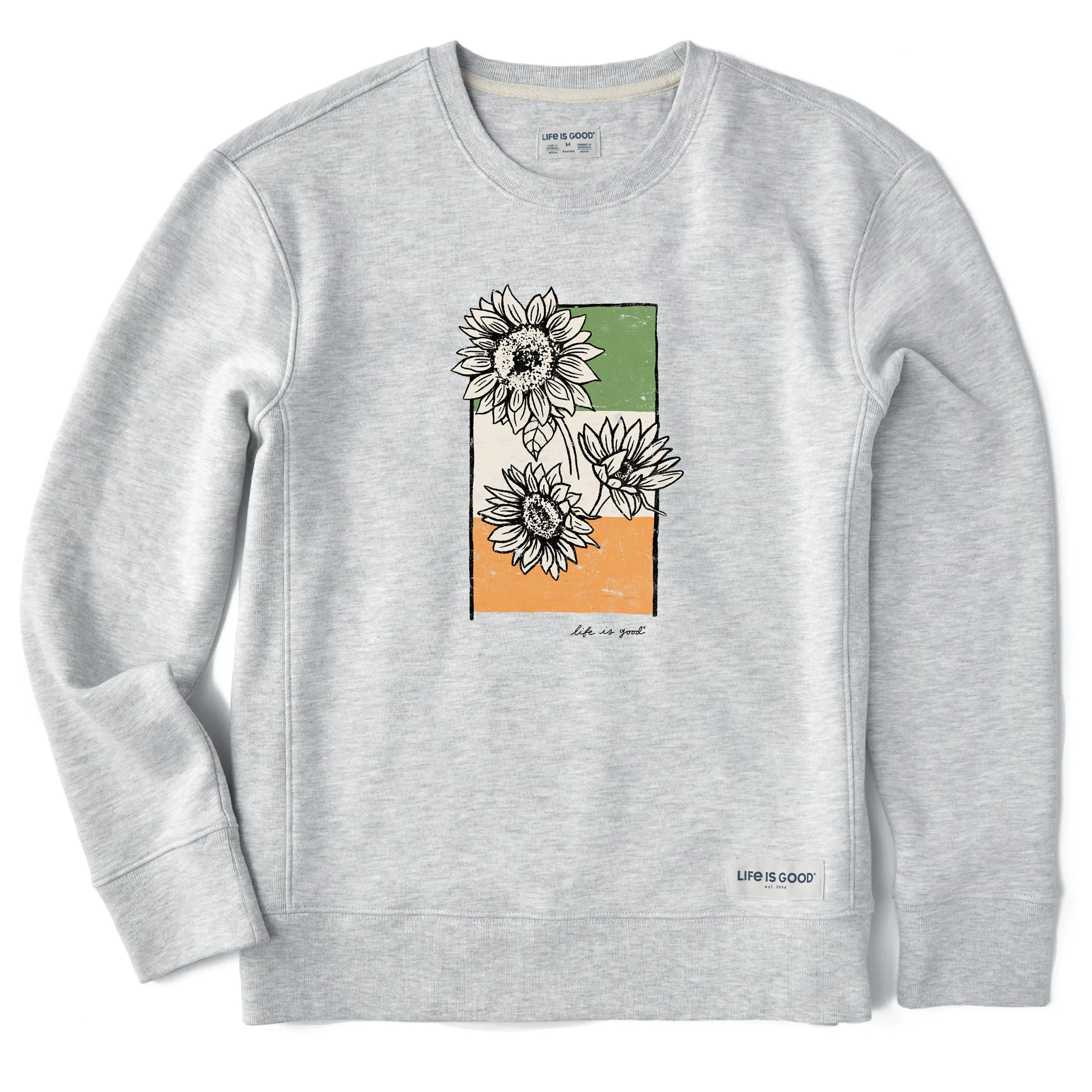 Women's Sunflower Irish Flag Simply True Fleece Crew Life is Good