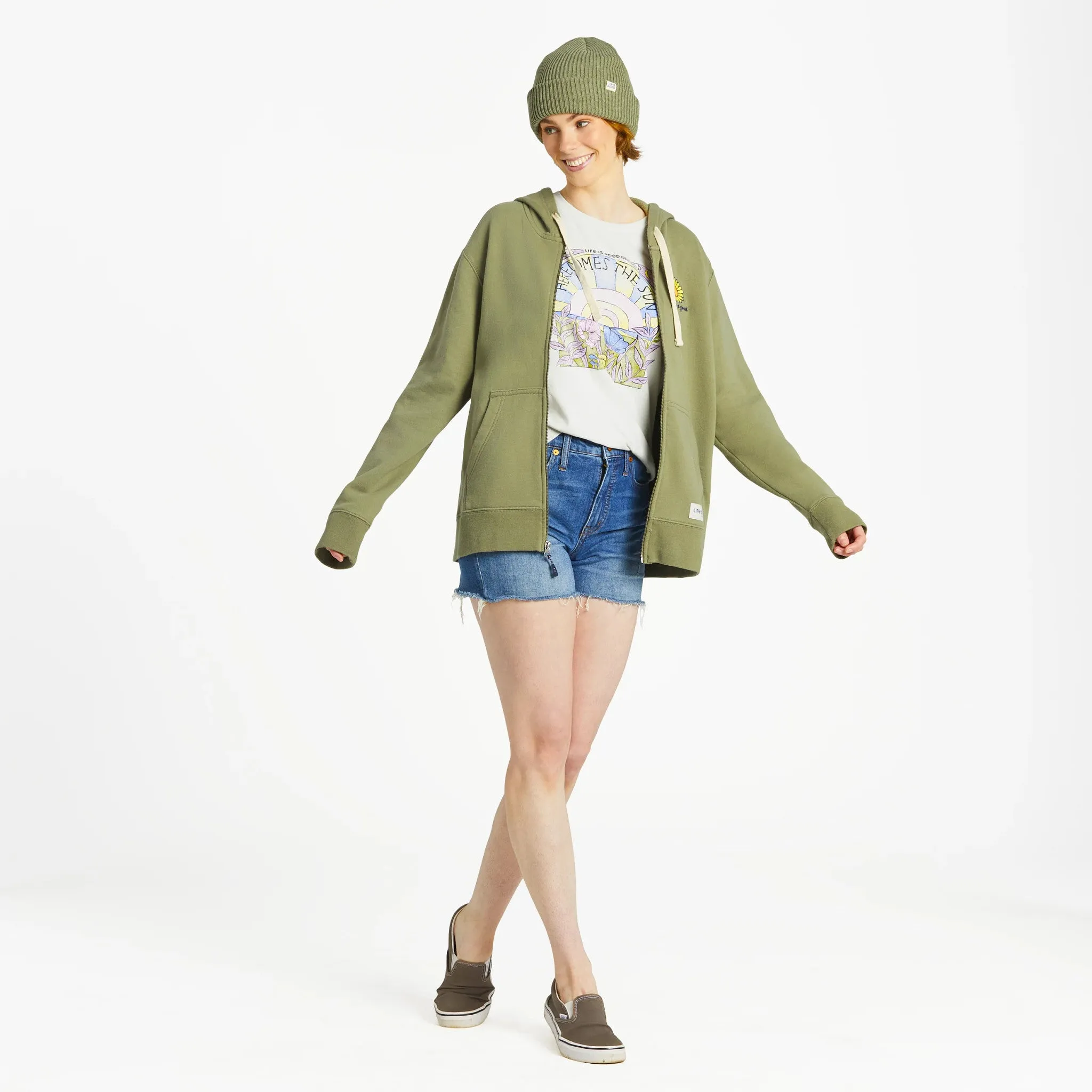 Women's Sunflower Simply True Fleece Zip Hoodie Life is Good