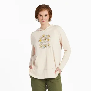 Women's Sunflower Sketch Crusher-FLEX Hoodie Tunic Life is Good