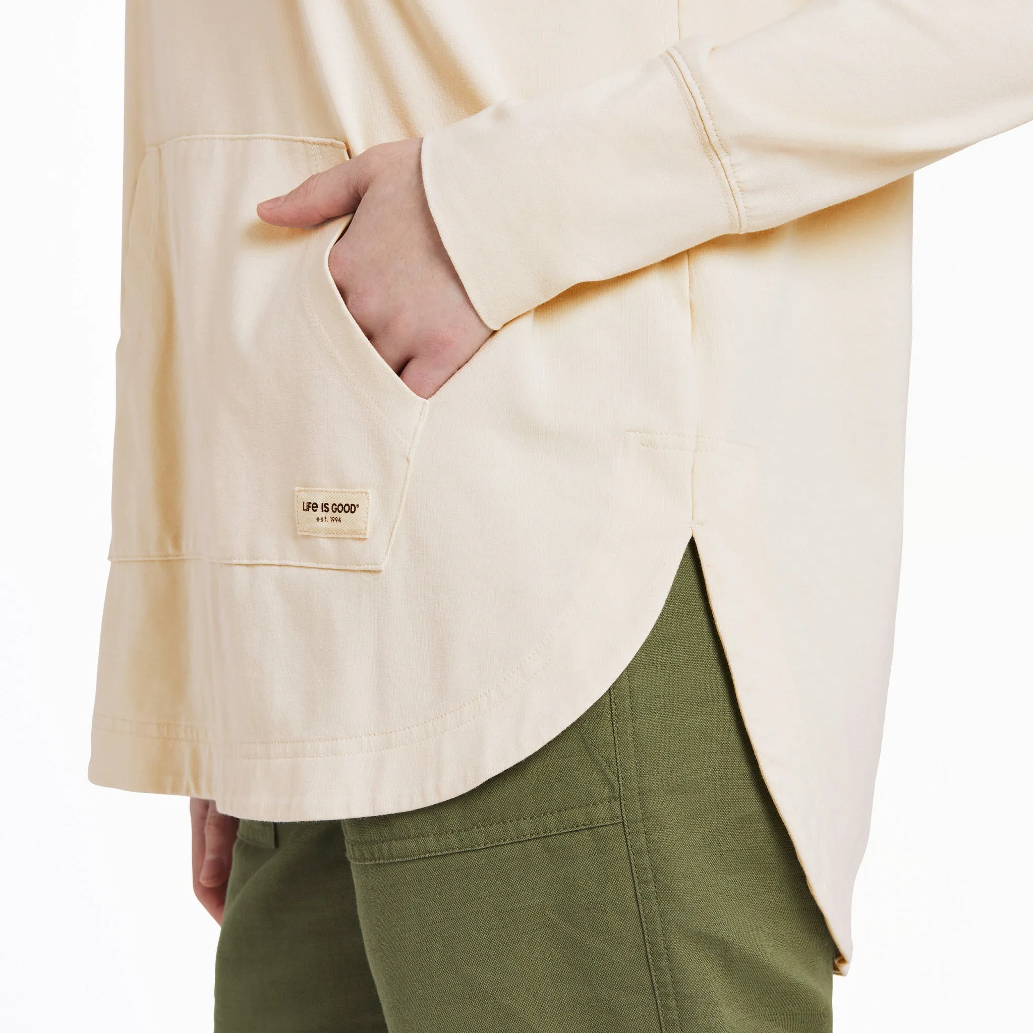 Women's Sunflower Sketch Crusher-FLEX Hoodie Tunic Life is Good