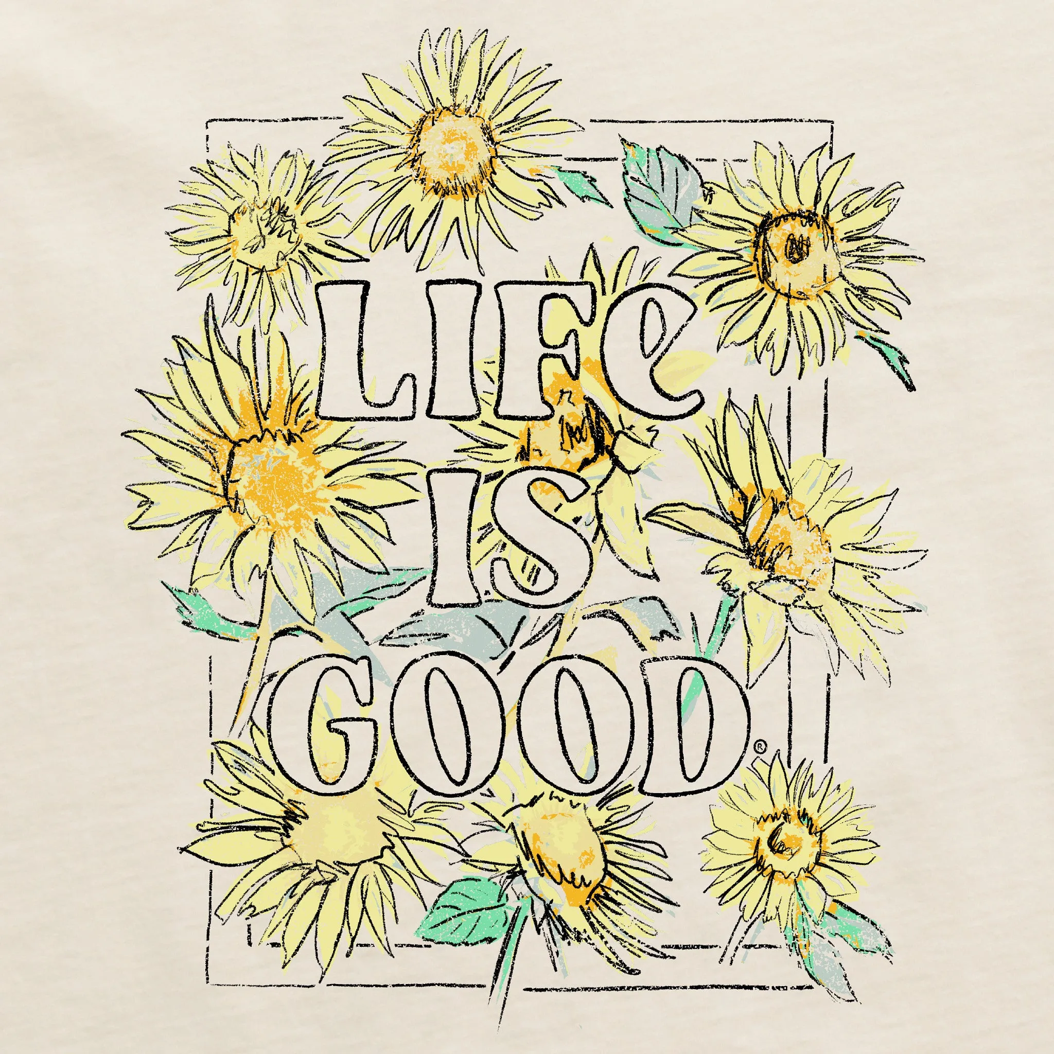 Women's Sunflower Sketch Crusher-FLEX Hoodie Tunic Life is Good