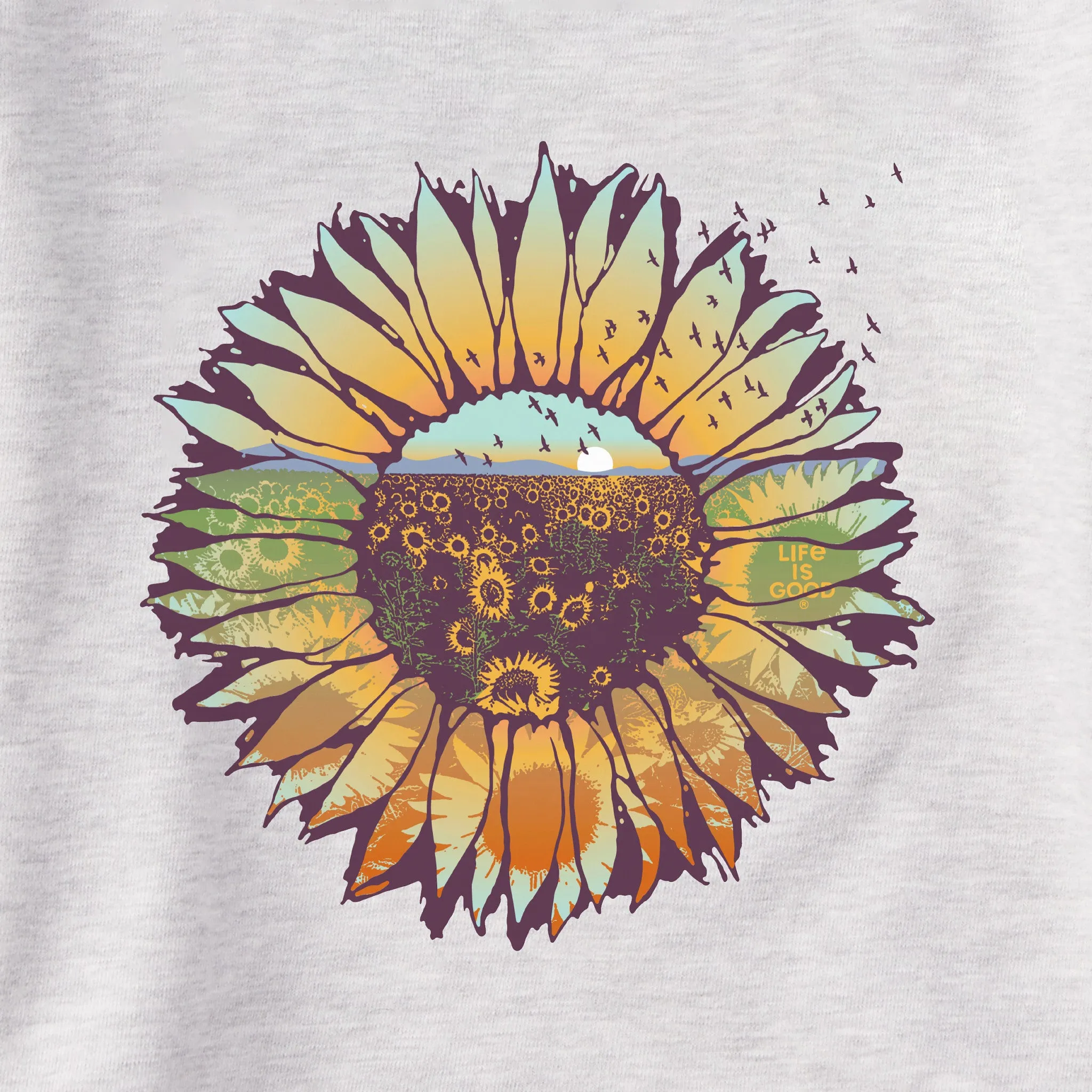 Women's Sunflowerscape Simply True Crew Life is Good