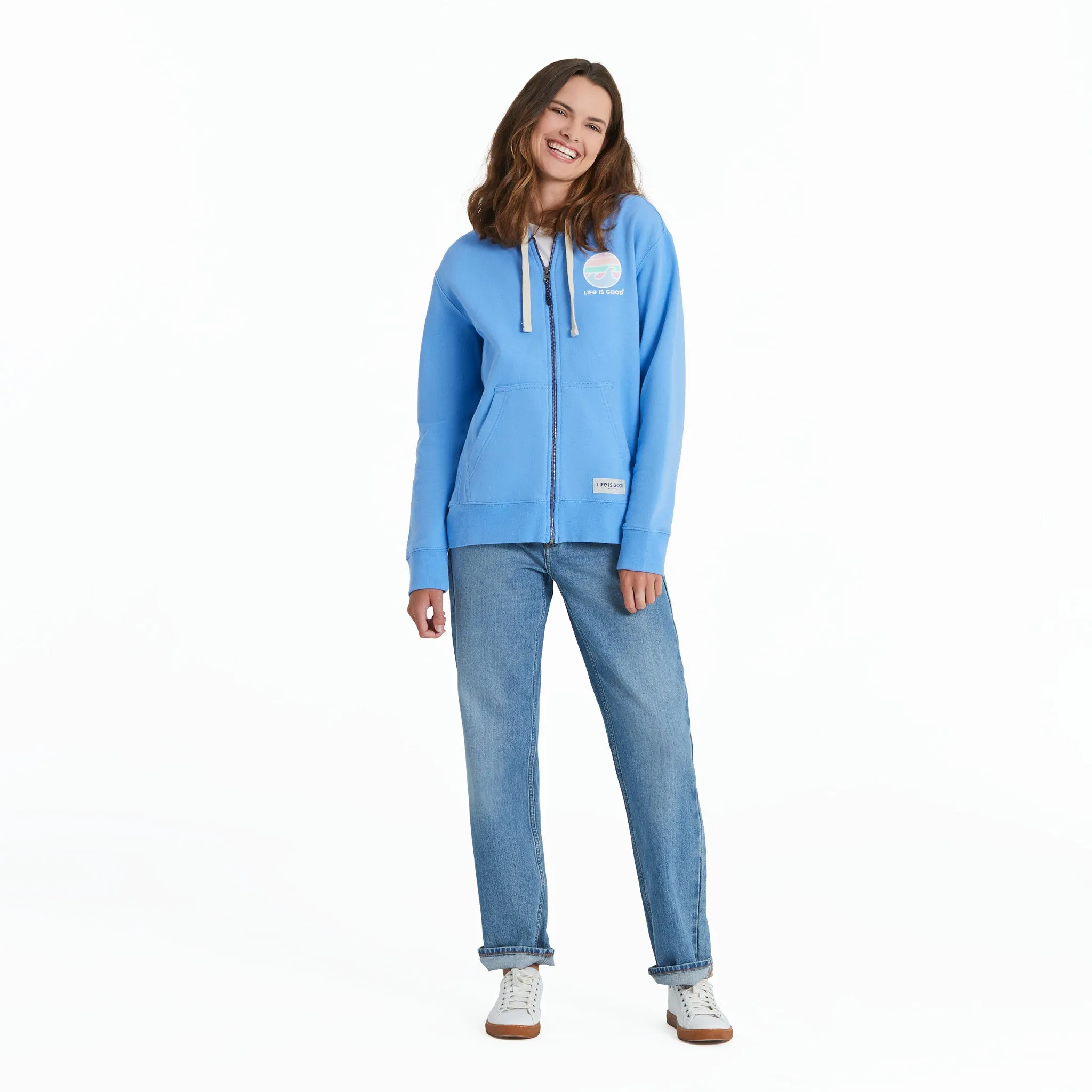 Women's Sunset Wave LIG Simply True Fleece Zip Hoodie Life is Good