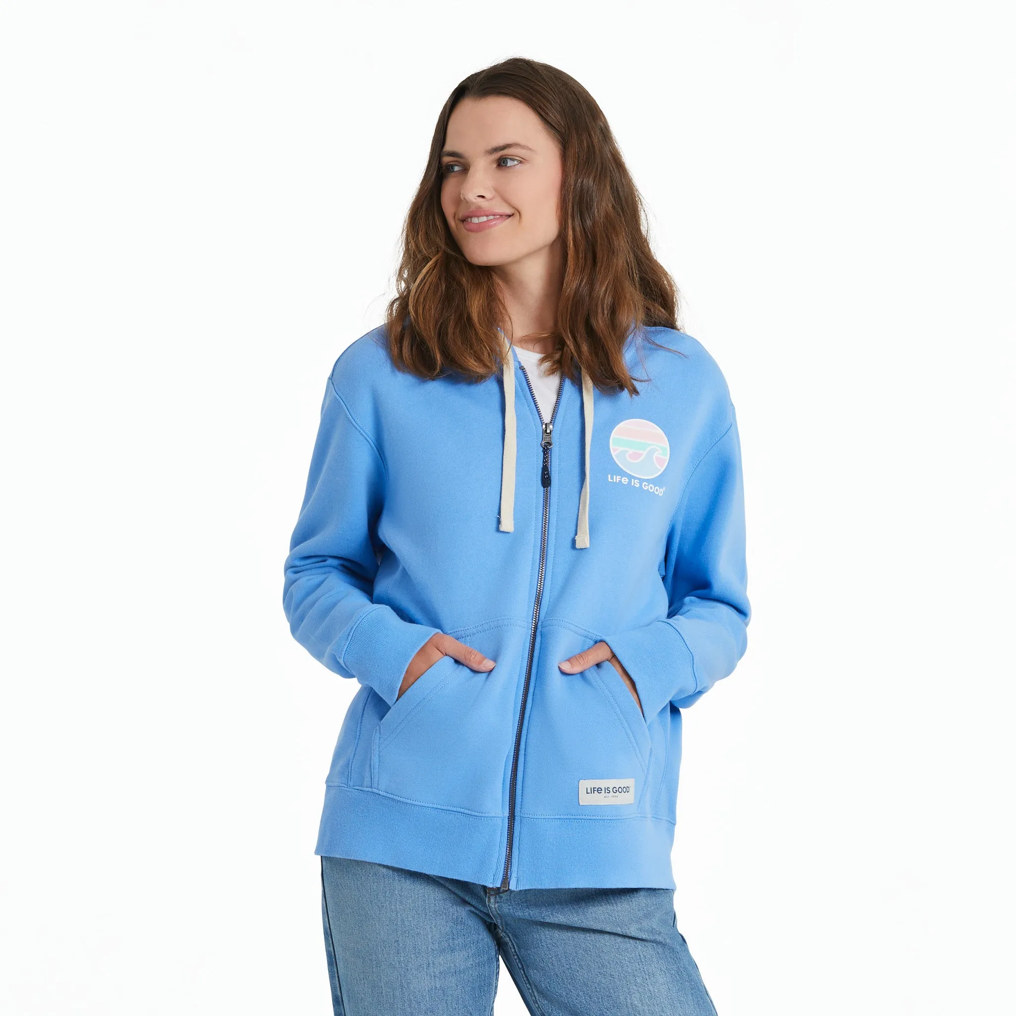 Women's Sunset Wave LIG Simply True Fleece Zip Hoodie Life is Good