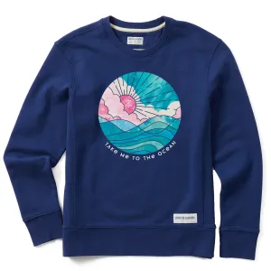 Women's Take Me to the Ocean Simply True Fleece Crew Life is Good
