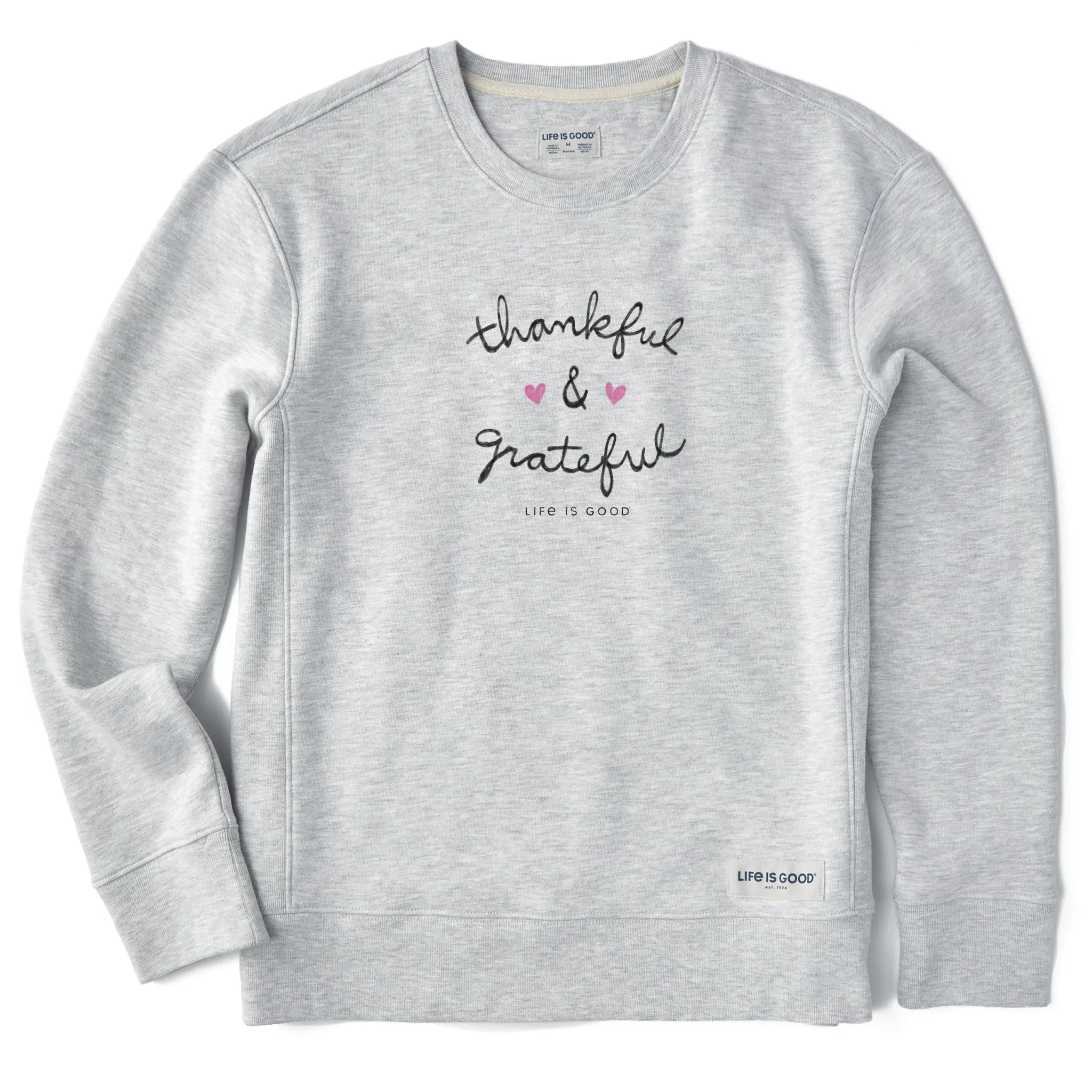 Women's Thankful and Grateful Simply True Fleece Crew Life is Good