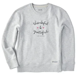 Women's Thankful and Grateful Simply True Fleece Crew Life is Good