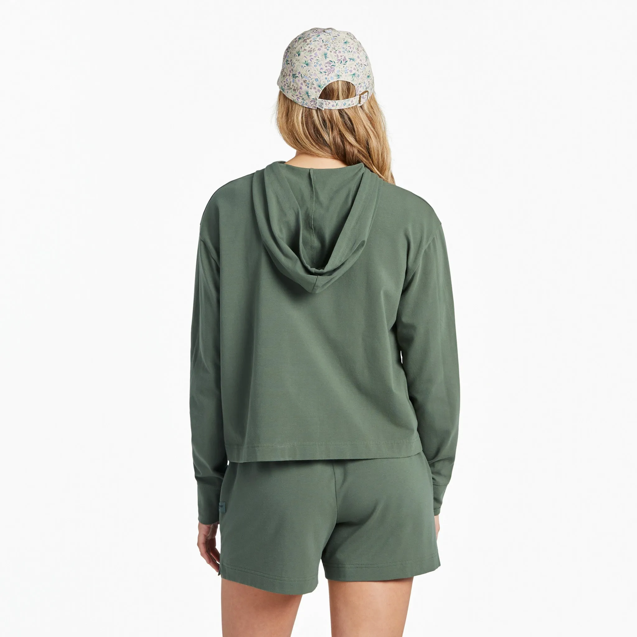 Women's Three Boxed Daisies Crusher-FLEX Boxy Hoodie Life is Good
