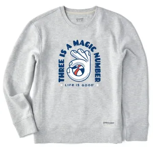 Women's Three is a Magic Number Simply True Fleece Crew Life is Good