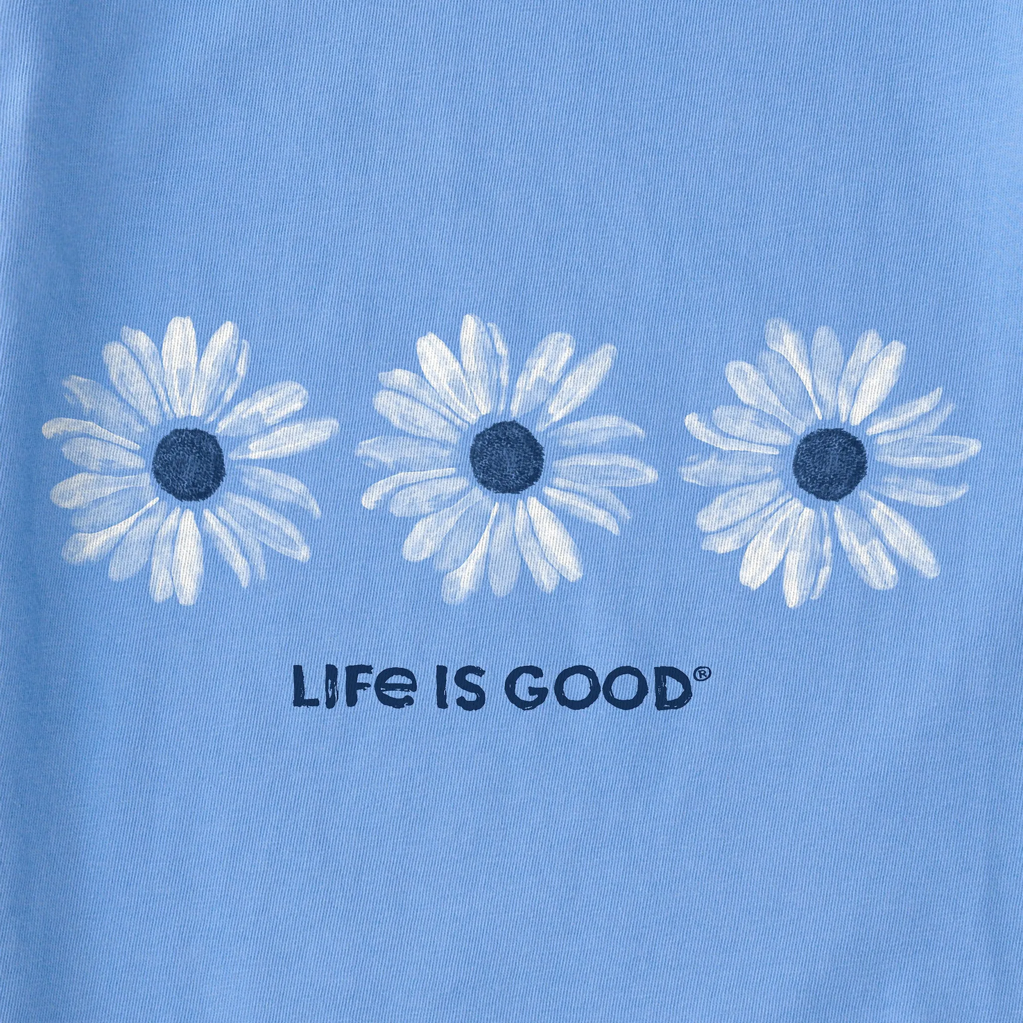 Women's Three Painted Daisies Simply True Fleece Crew Life is Good
