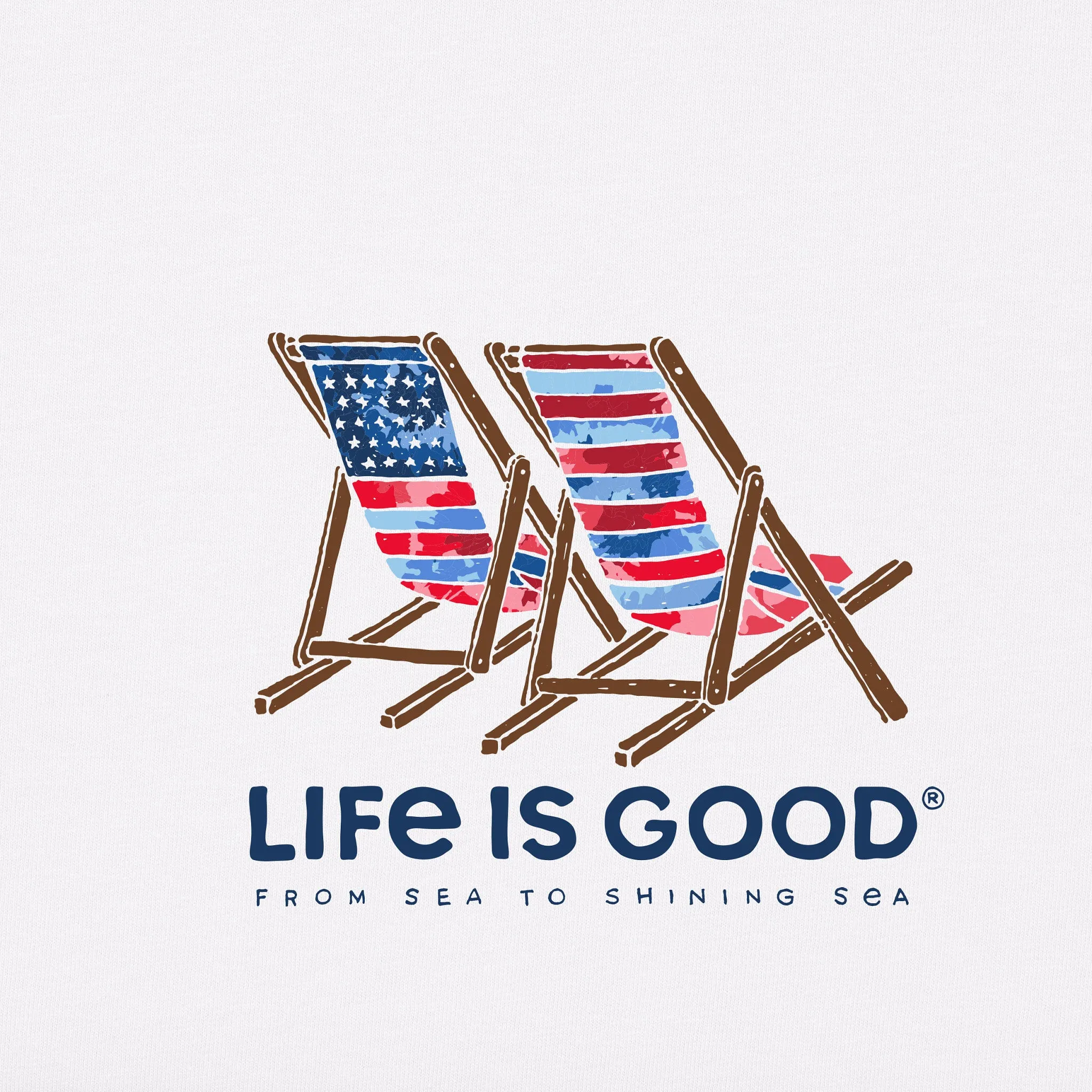 Women's Tie Dye Americana Beach Chairs Simply True Fleece Crew Life is Good