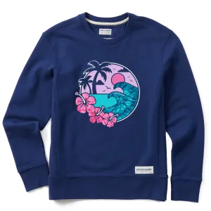 Women's Tie Dye Big Waves Simply True Fleece Crew Life is Good