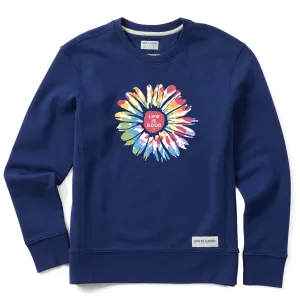 Women's Tie Dye Daisy Simply True Fleece Crew Life is Good